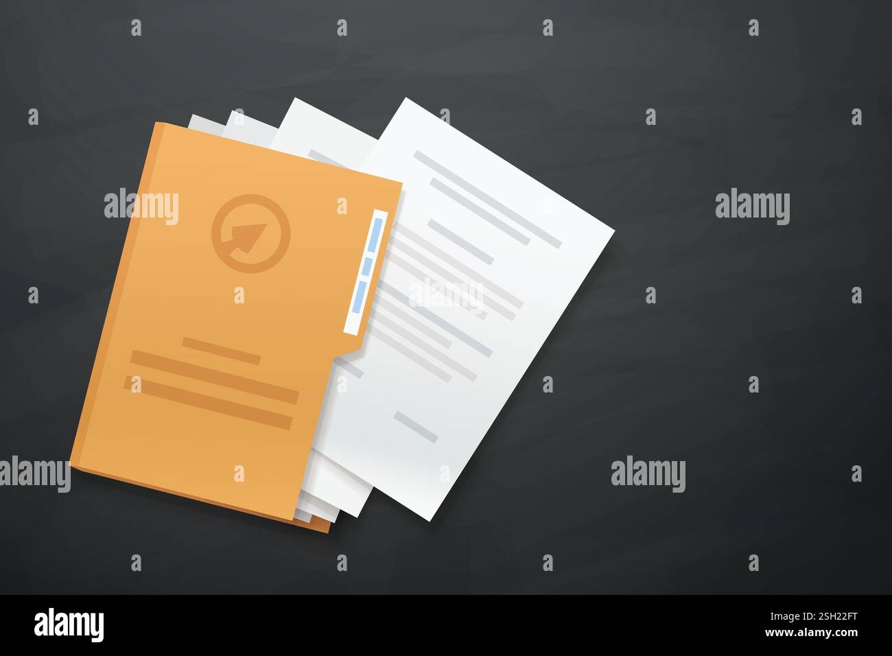 a lying folder with documnets on dark Stock Vector
