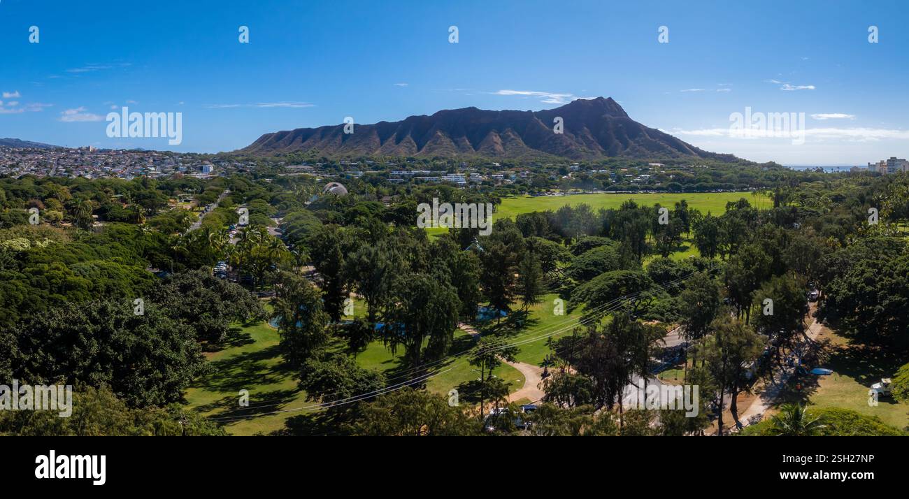 Aerial View of Diamond Head Crater and Surrounding Landscape in Hawaii ...