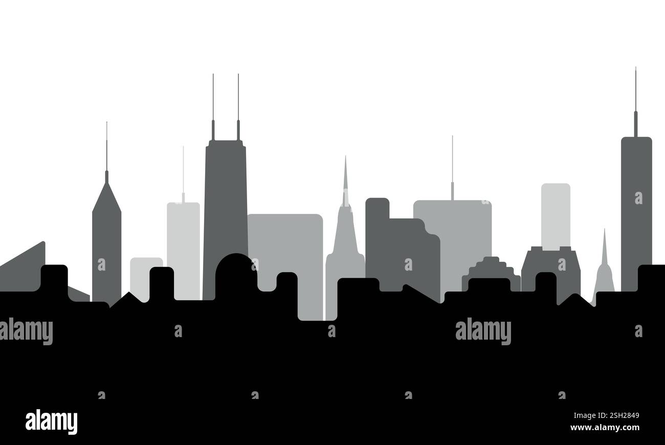 City Skyline Silhouette vector design, Cityscape urban panorama, modern ...