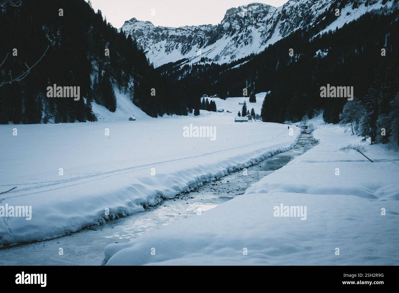 Landscape of evening in the middle of Swiss Alps Stock Photo - Alamy