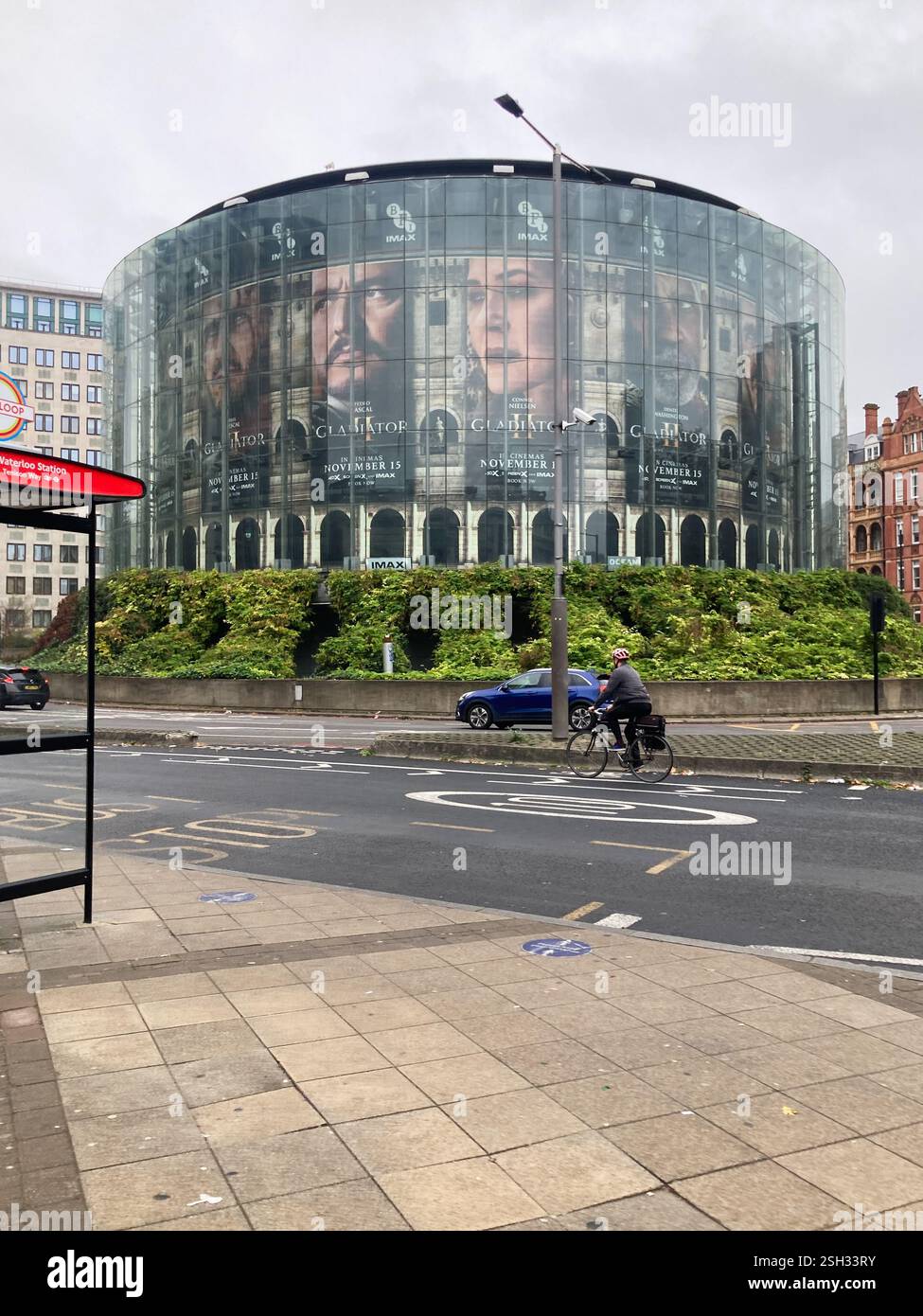 Advertising for Gladiator II on the IMAX in London - Smartphone Captured Stock Image