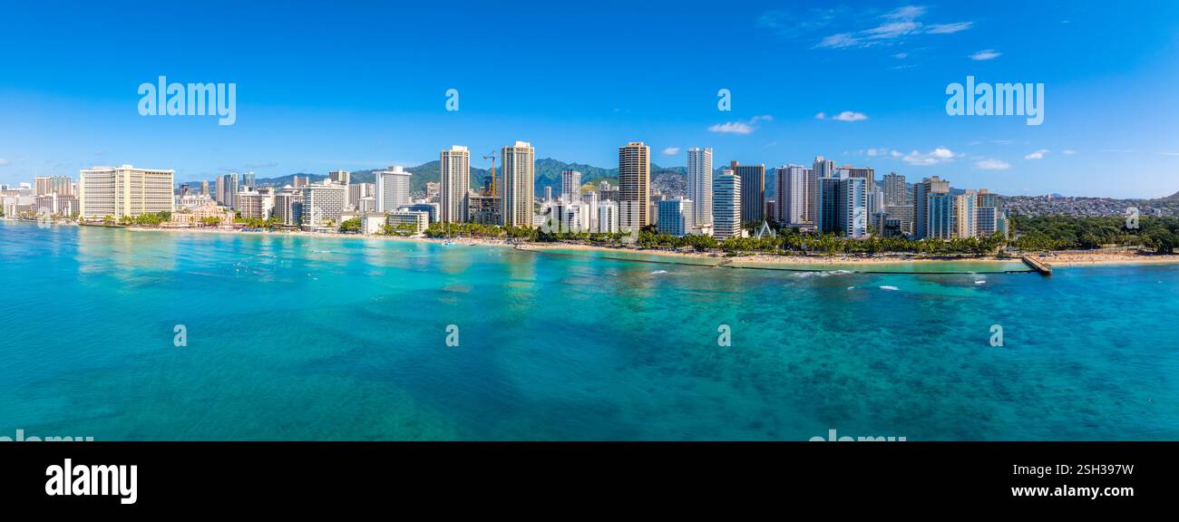 Aerial View of Waikiki Beach and Diamond Head in Honolulu, Hawaii Stock ...