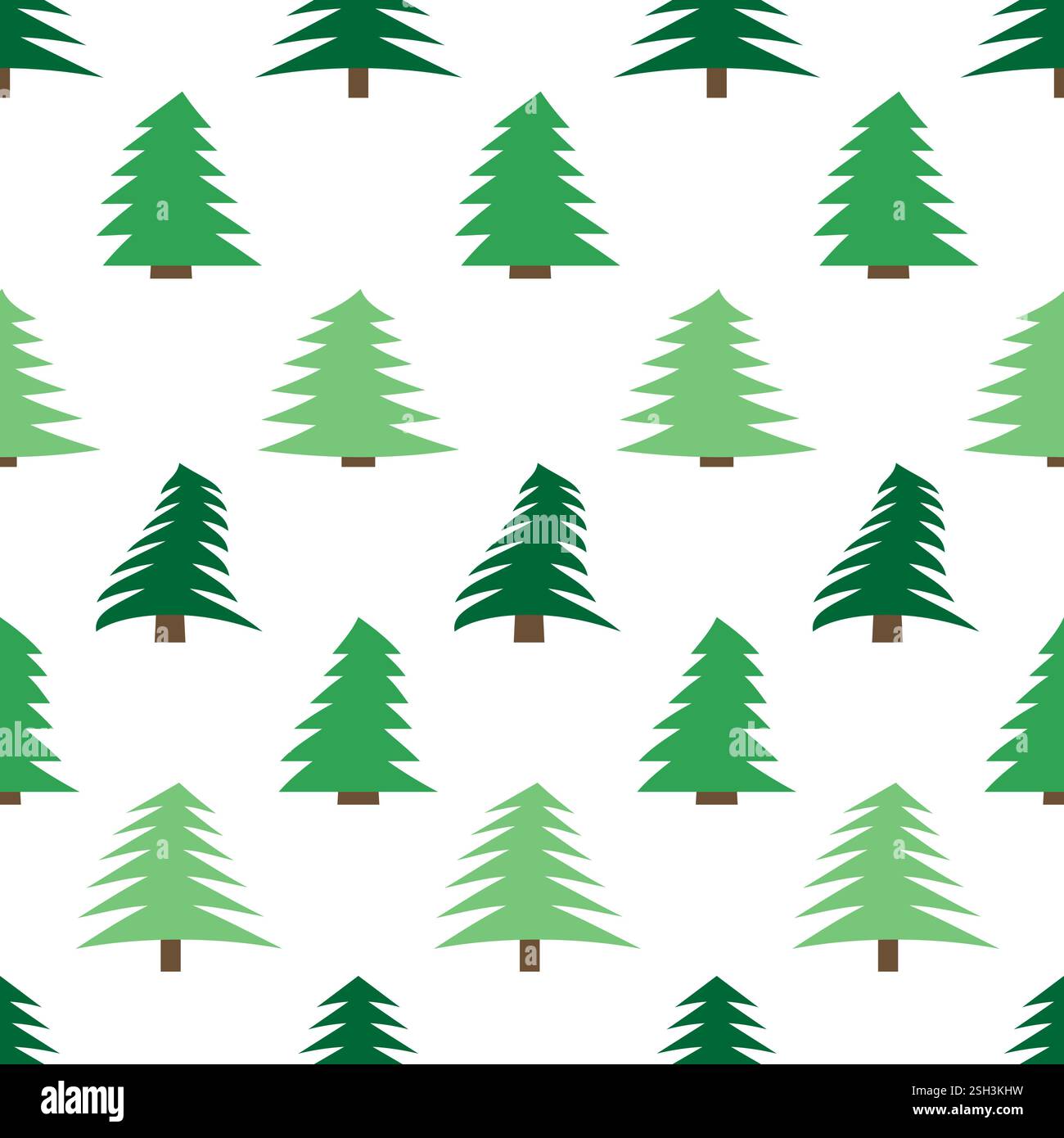 Seamless pattern with spruces on white background. Vector illustration Stock Vector