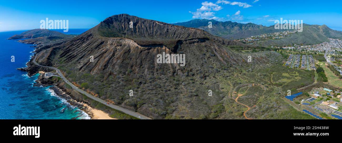 Aerial View of Diamond Head Crater and Surrounding Landscape in Hawaii ...