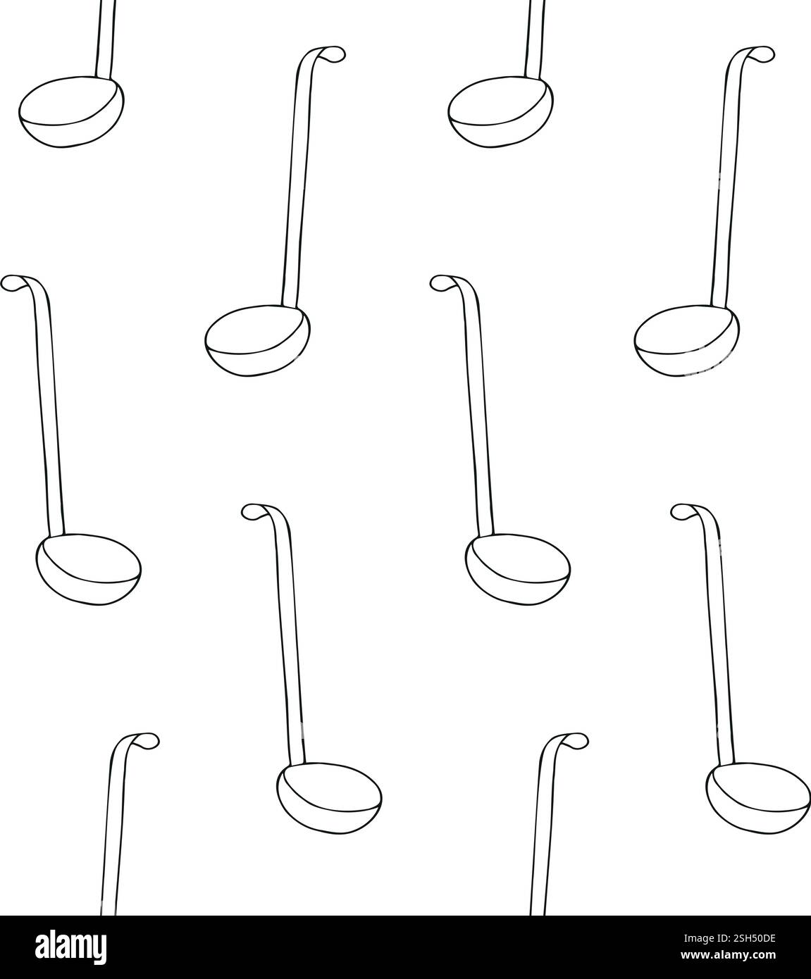 Vector seamless pattern of hand drawn sketch doodle outline ladle isolated on white background Stock Vector