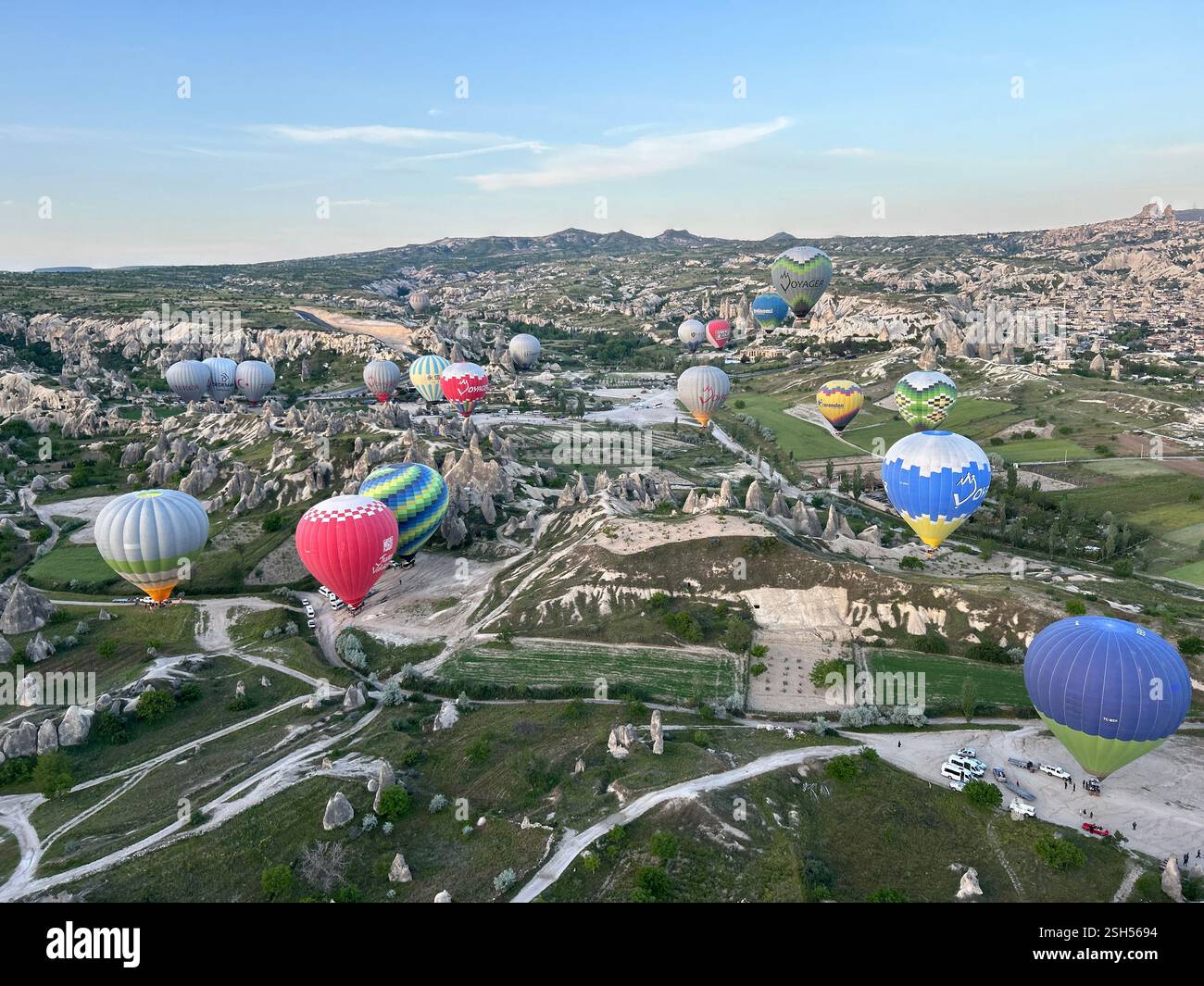 Hot Air Balloons Over Landscape | Cappadocia, Turkey - Smartphone Captured Stock Image