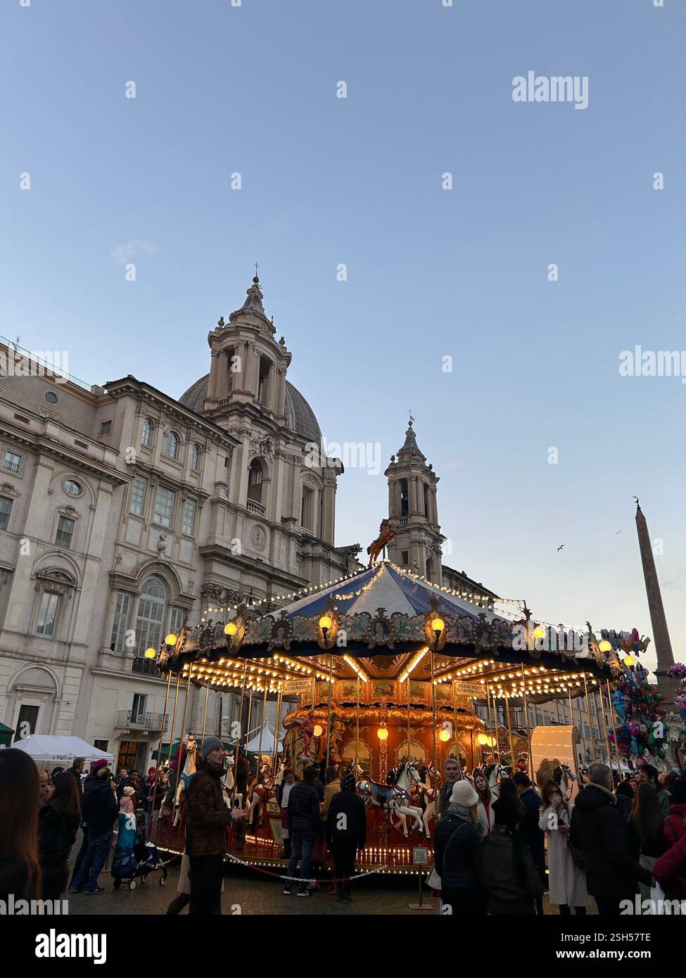 Piazza Navona Carousel | Rome, Italy - Smartphone Captured Stock Image