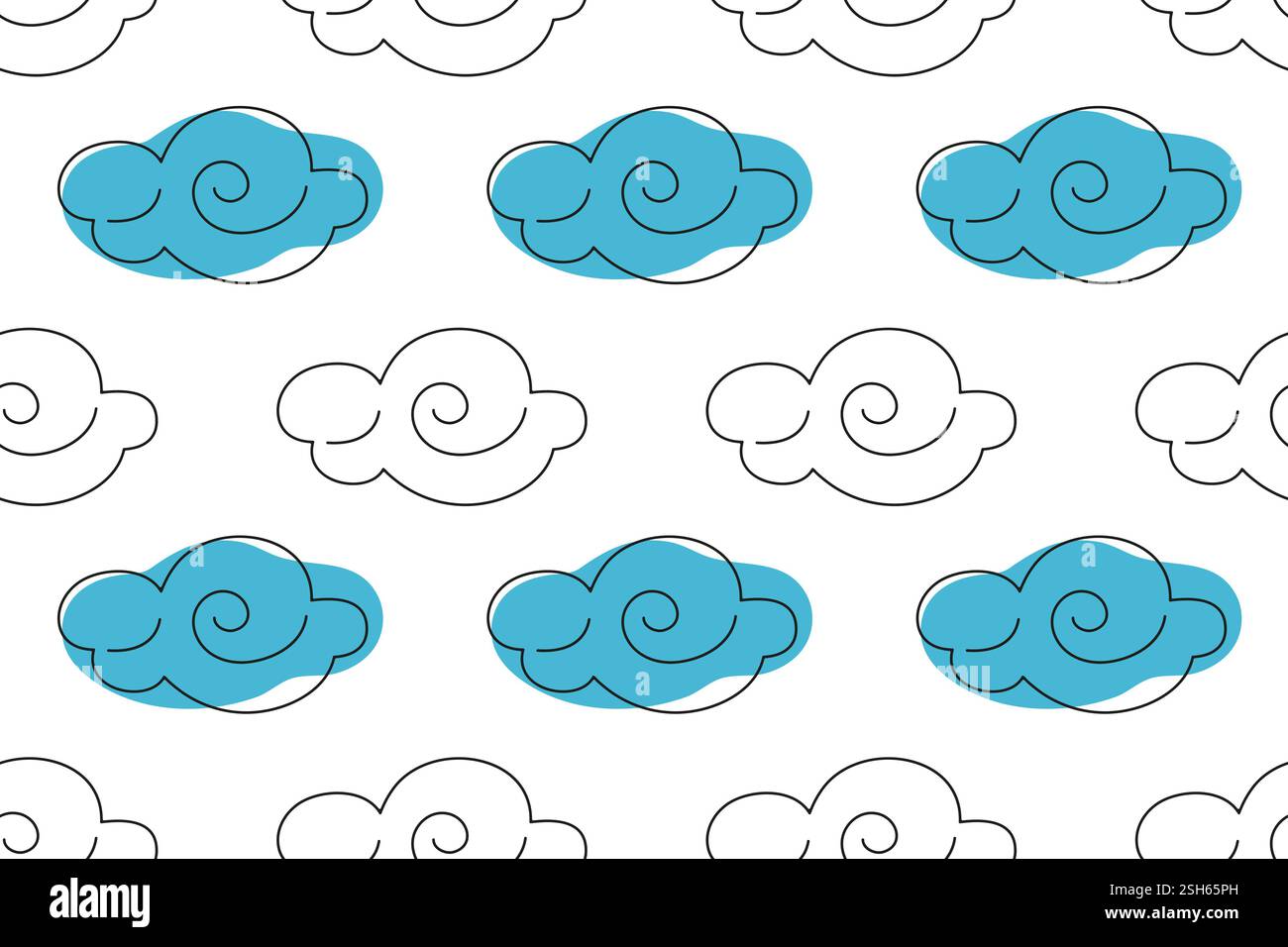 Blue and white cloud pattern creating a whimsical design for home decor ...