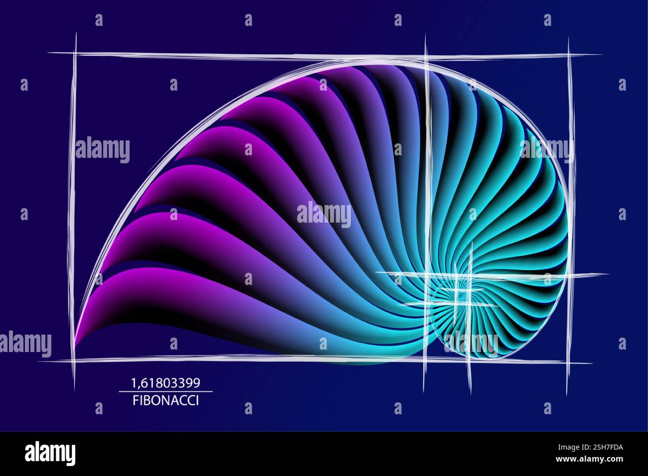 Fibonacci Sequence Golden ratio, geometric shapes spiral. Colorful ...