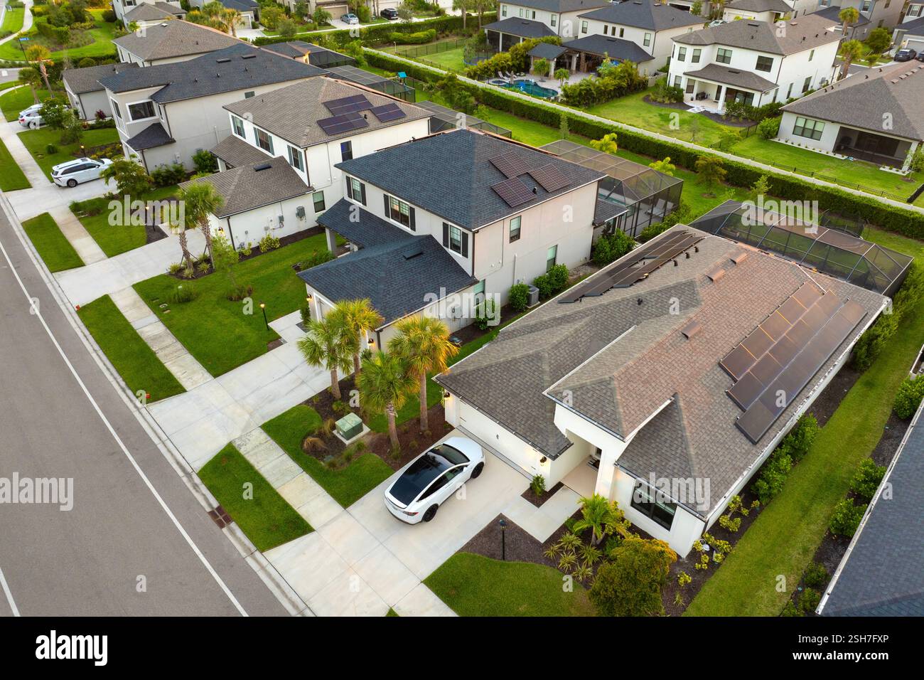 Aerial view of expensive residential houses in small town in southwest ...