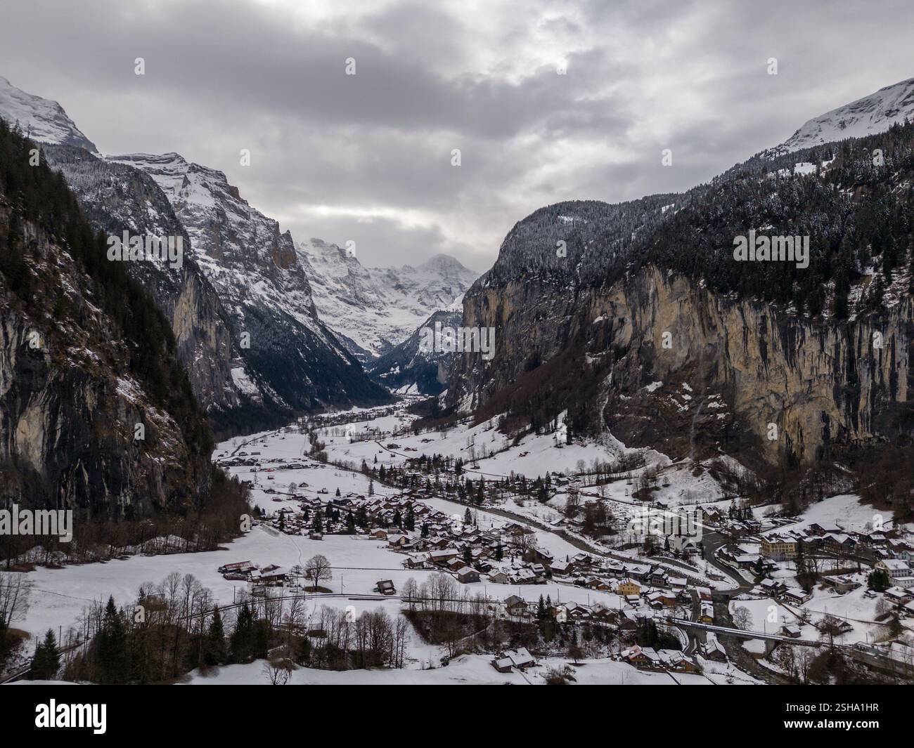 Swiss alps mountain snow aerial valley hi-res stock photography and ...