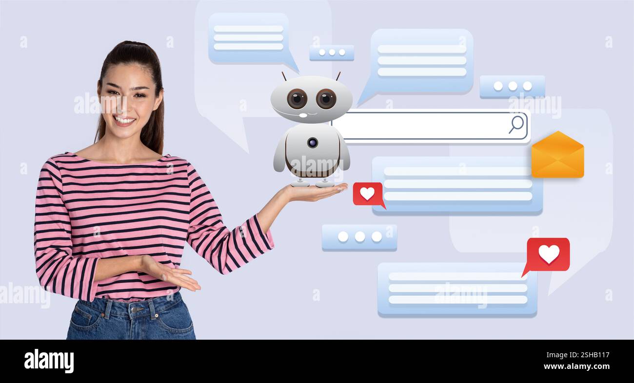 AI-powered virtual assistant improves communication efficiency Stock Photo