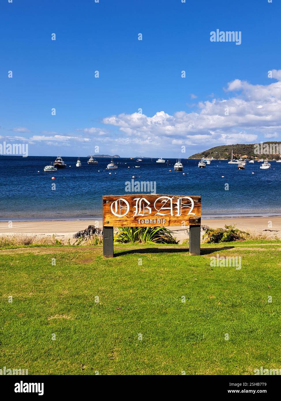 Oban Town Sign - Smartphone Captured Stock Image