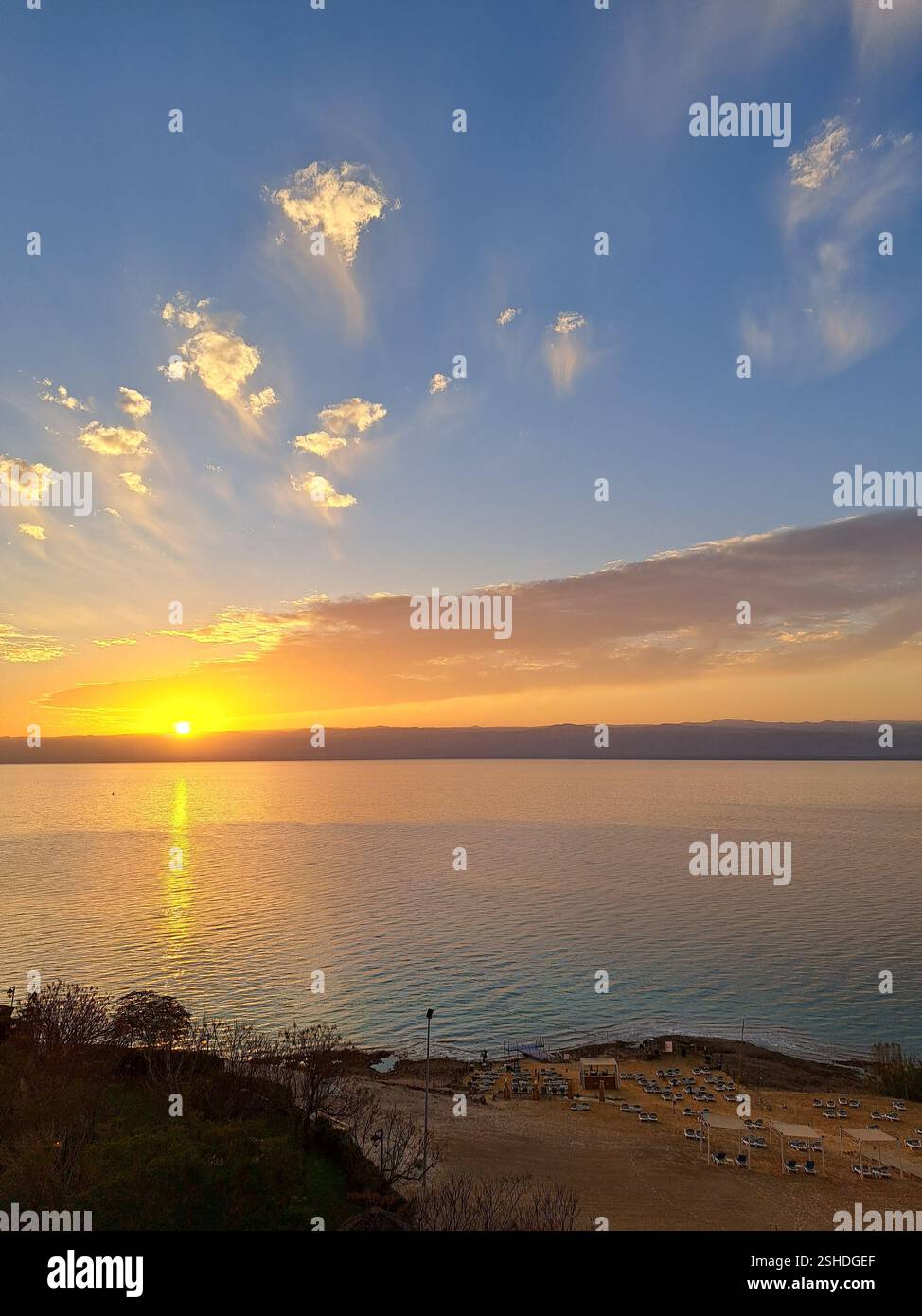 Sunset over the Dead Sea, Jordan - Smartphone Captured Stock Image