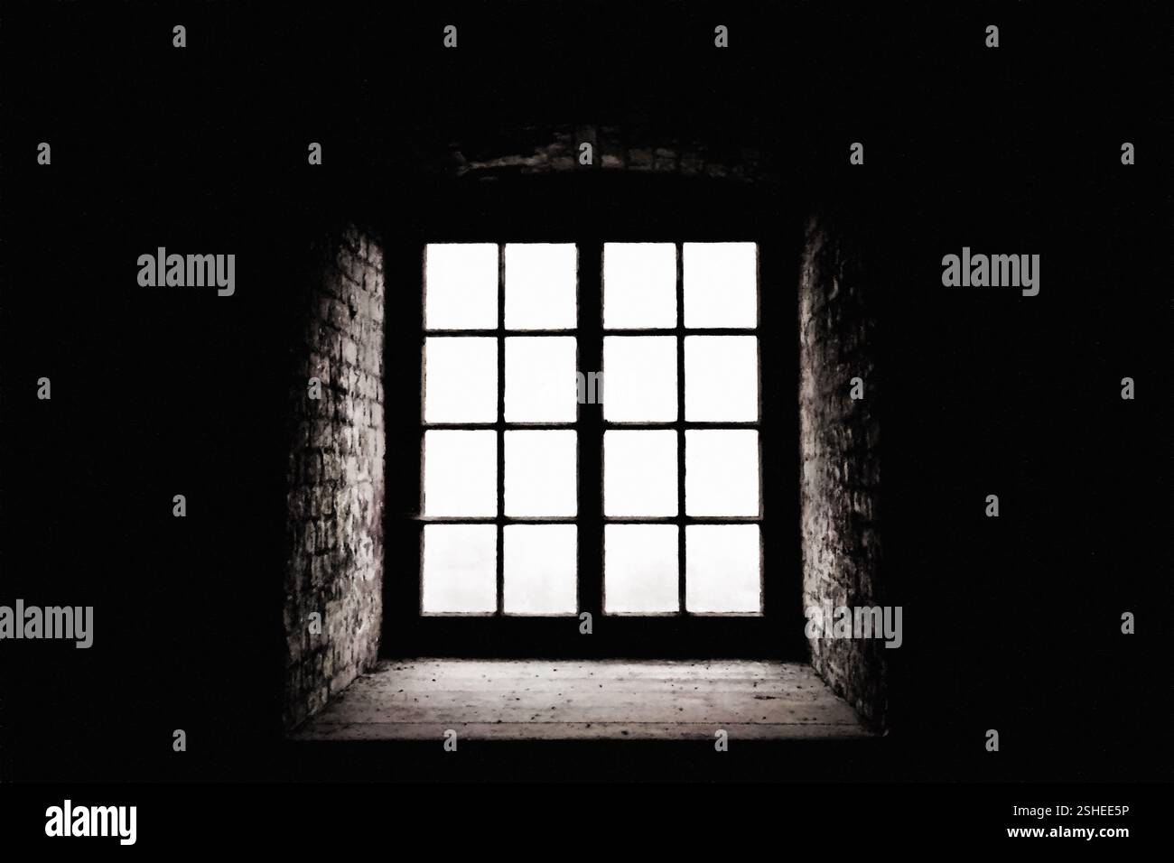 Window, Dover Castle, Kent, England. Stock Photo