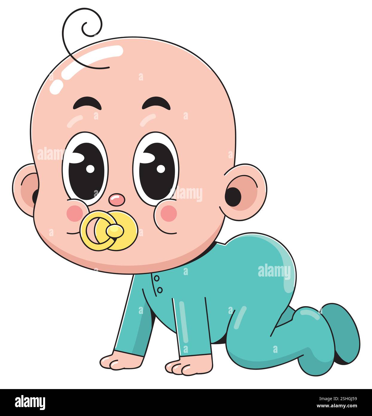 Cute Crawling Baby with Pacifier Stock Vector Image & Art - Alamy