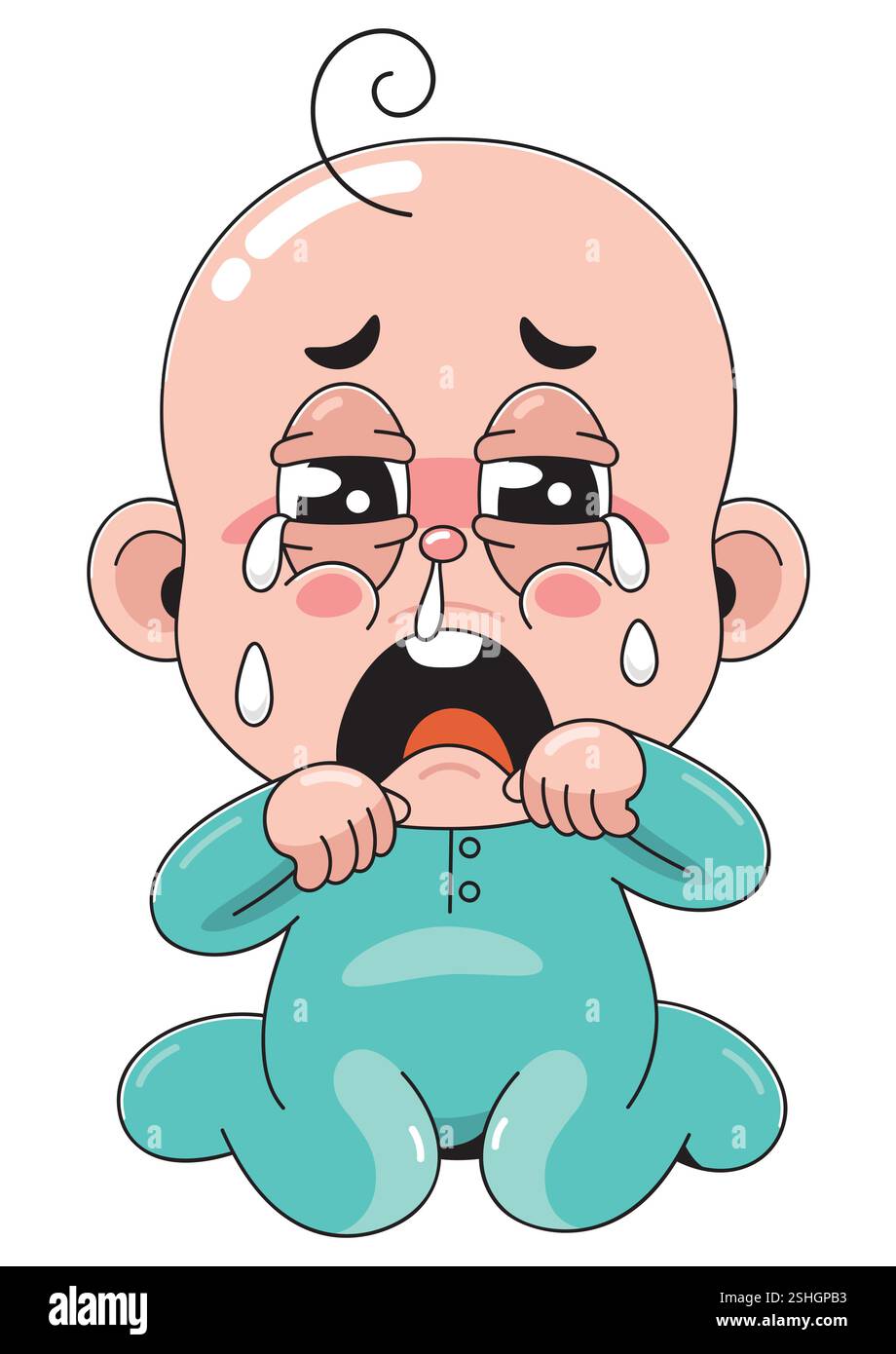 Crying Cartoon Baby With Tearful Face Stock Vector Image Art Alamy