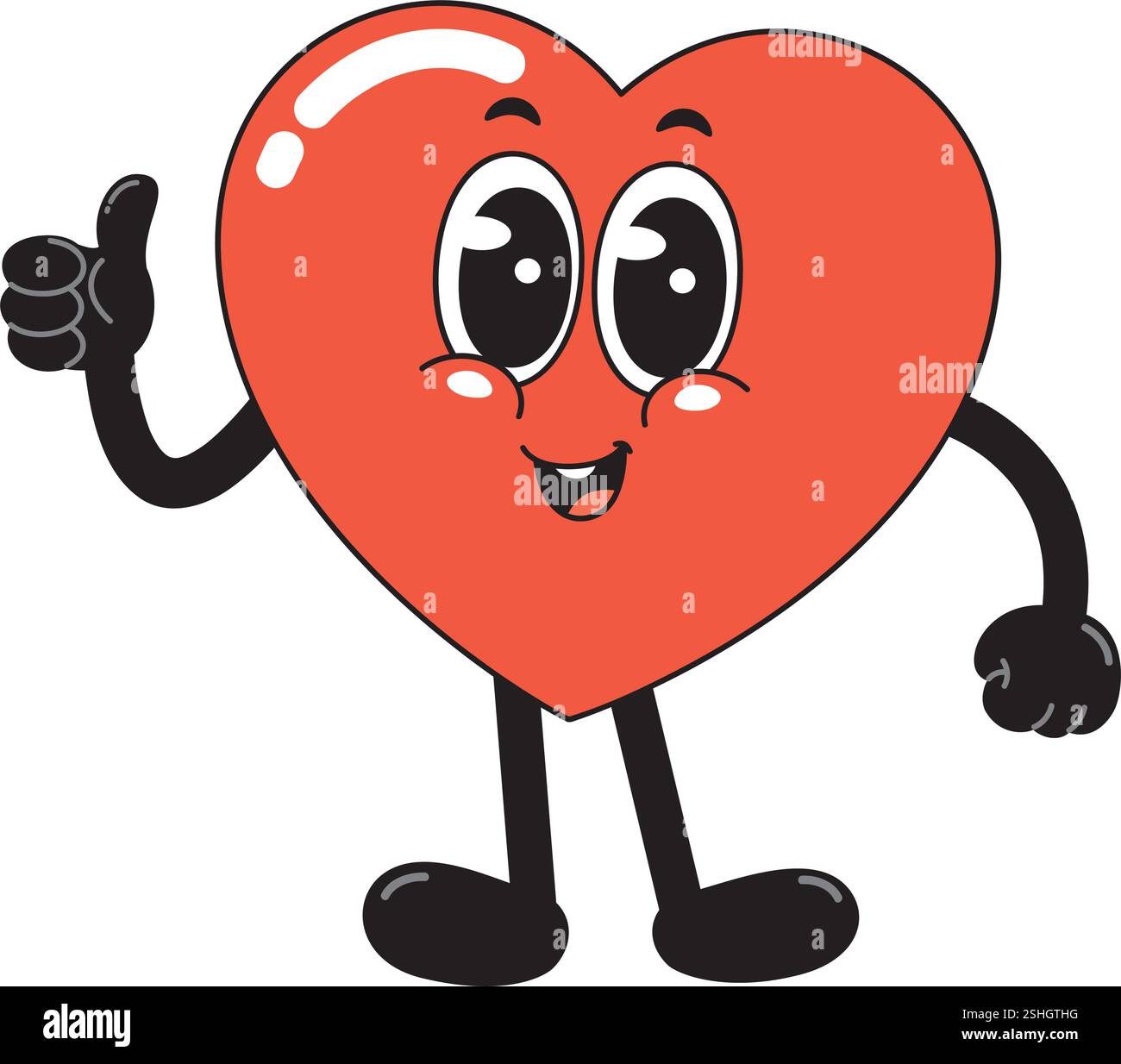 Smiling Heart Character Giving Thumbs Up Stock Vector Image & Art - Alamy