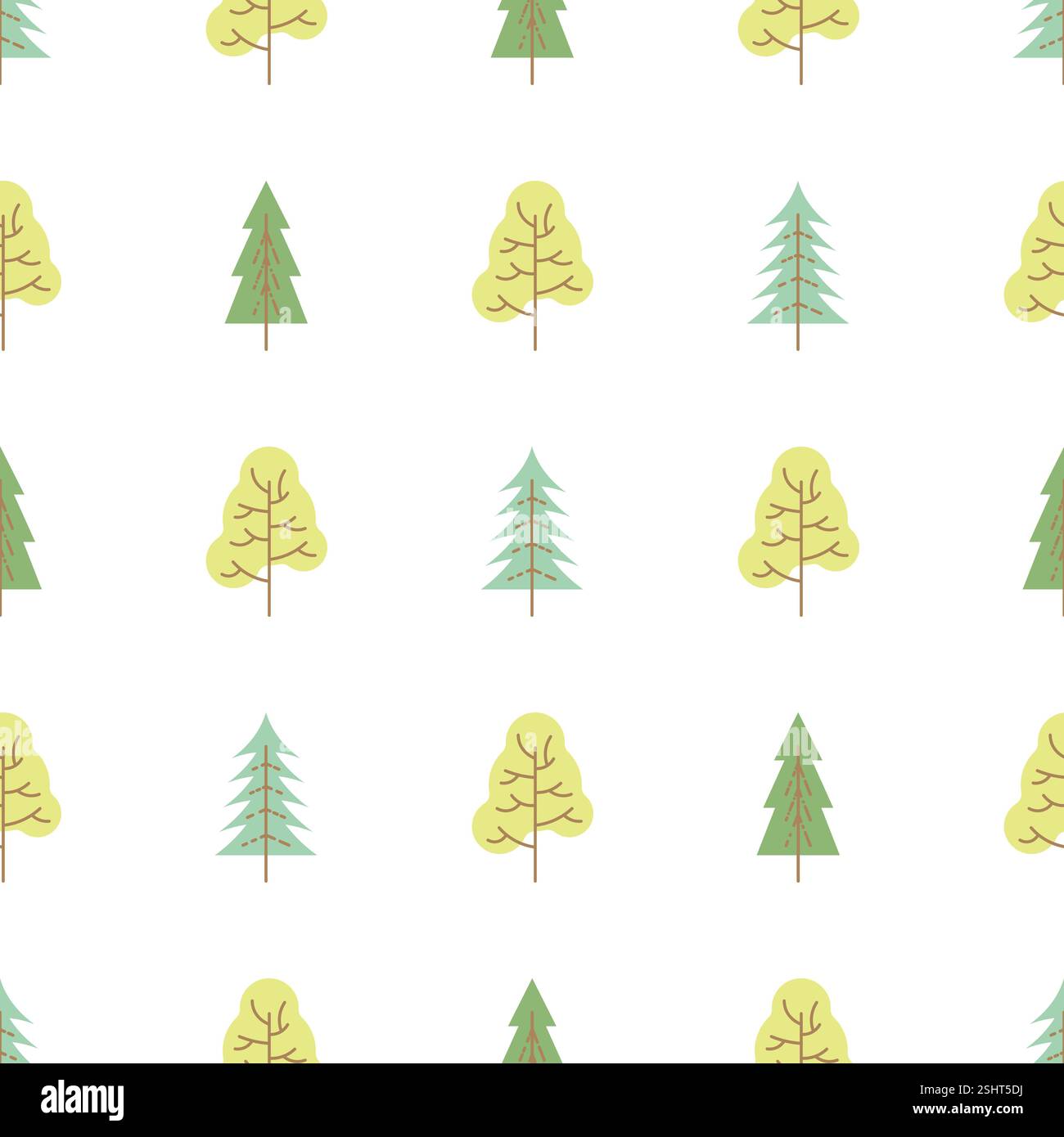 Seamless pattern with colored trees on white background. Vector ...
