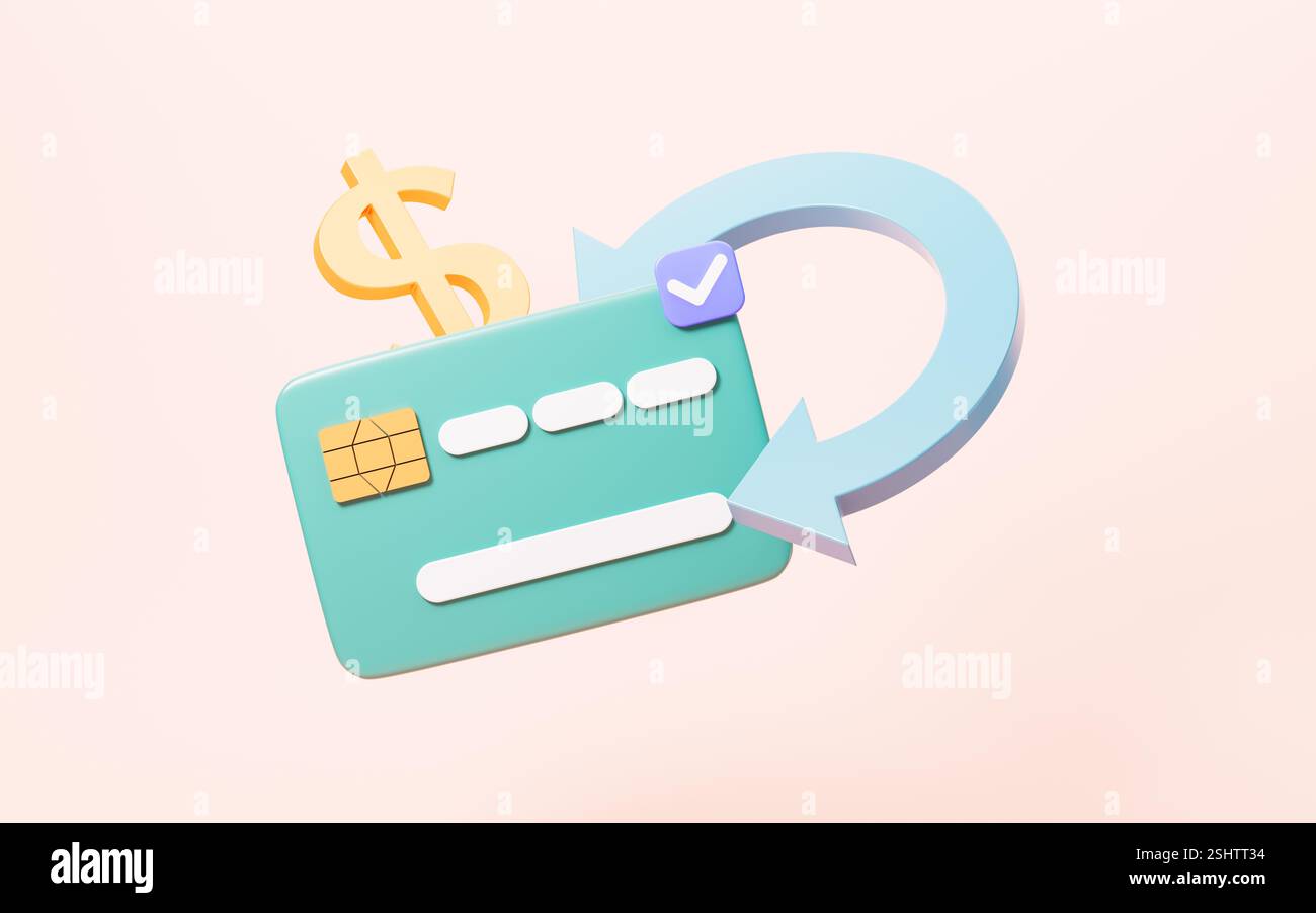 Bankcard and cash, currency conversion, 3d rendering. 3d illustration ...