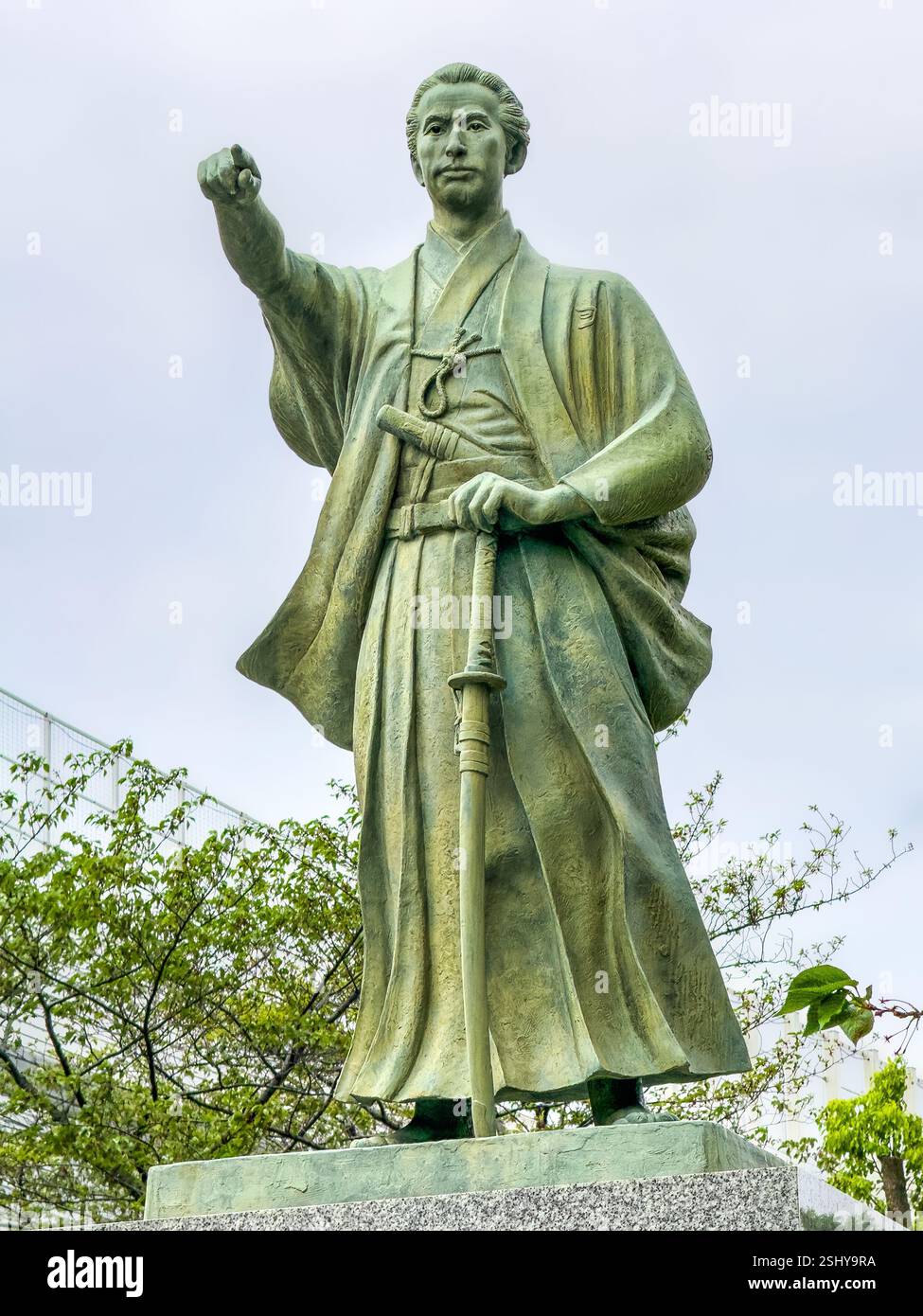Statue of Katsu Kaishū in Sumida, Tokyo, Japan. Count Katsu Yasuyoshi, nickname Katsu Kaishu was a Japanese statesman and naval engineer. - Smartphone Captured Stock Image