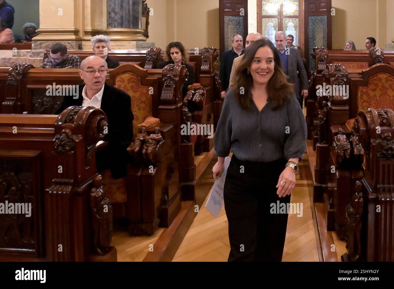 The mayor of A Coruña, Inés Rey, on her arrival for a question of ...