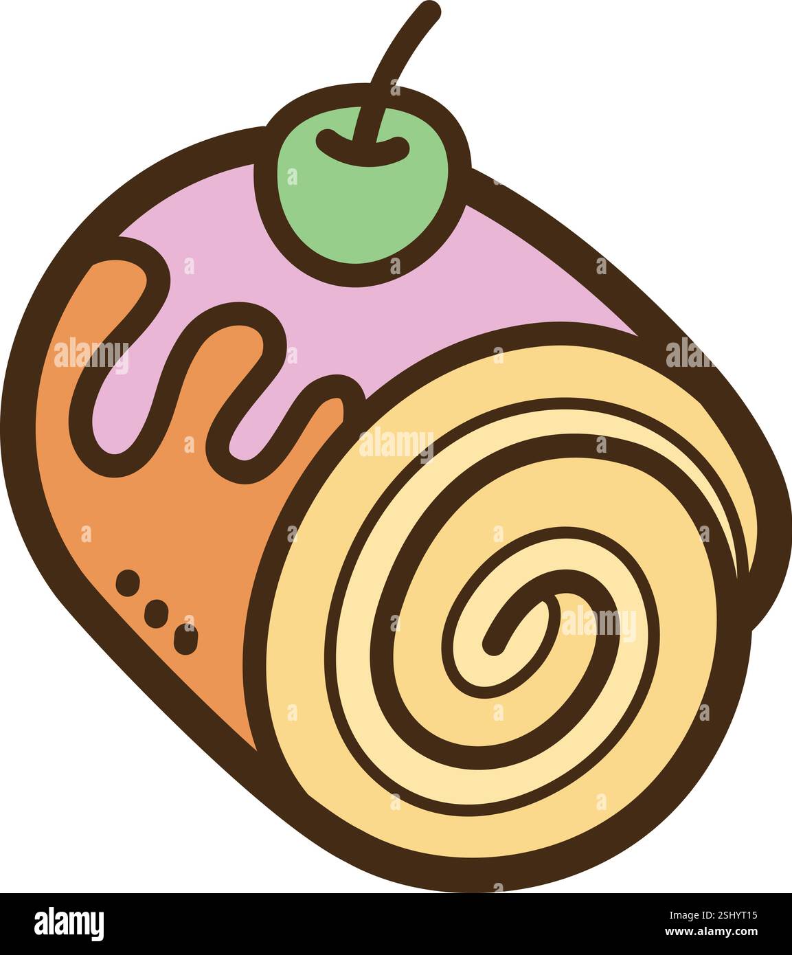 Swiss roll cake vector doodle illustration and graphic Stock Vector