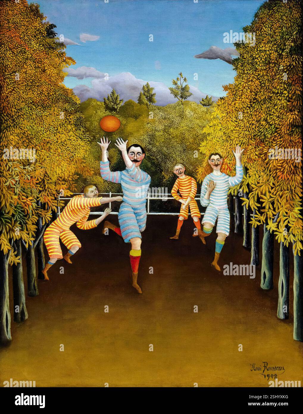 Henri Rousseau, The Football Players (The Soccer Players), painting in oil on canvas, 1908 Stock Photo