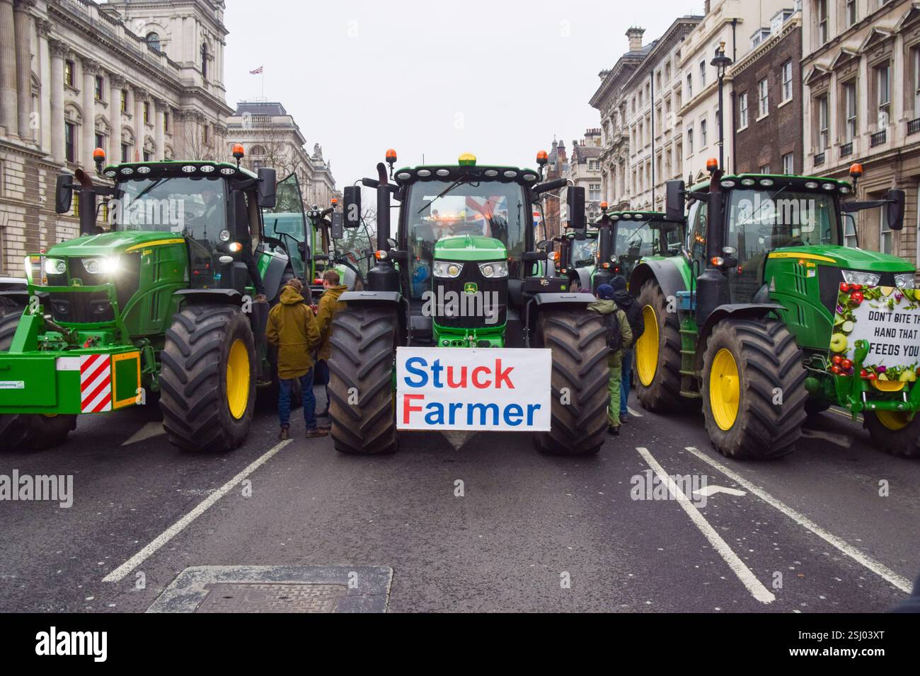 London, UK. 10th February 2025. Hundreds of tractors block Whitehall as ...