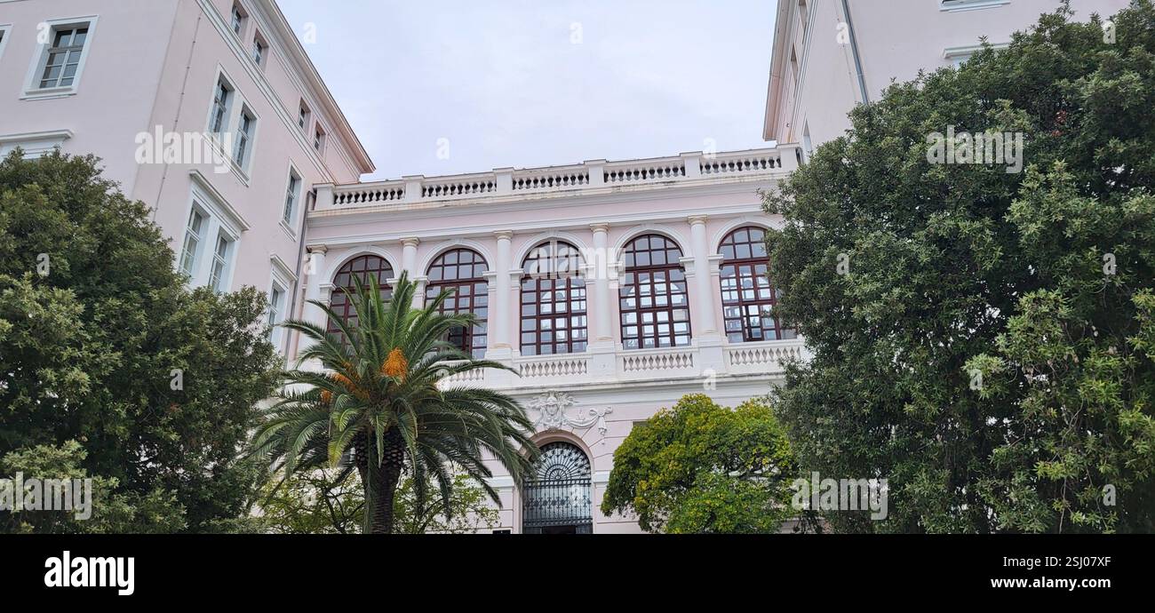 A glimpse of grandeur: Architectural details of a historic building in Zadar, Croatia - Smartphone Captured Stock Image