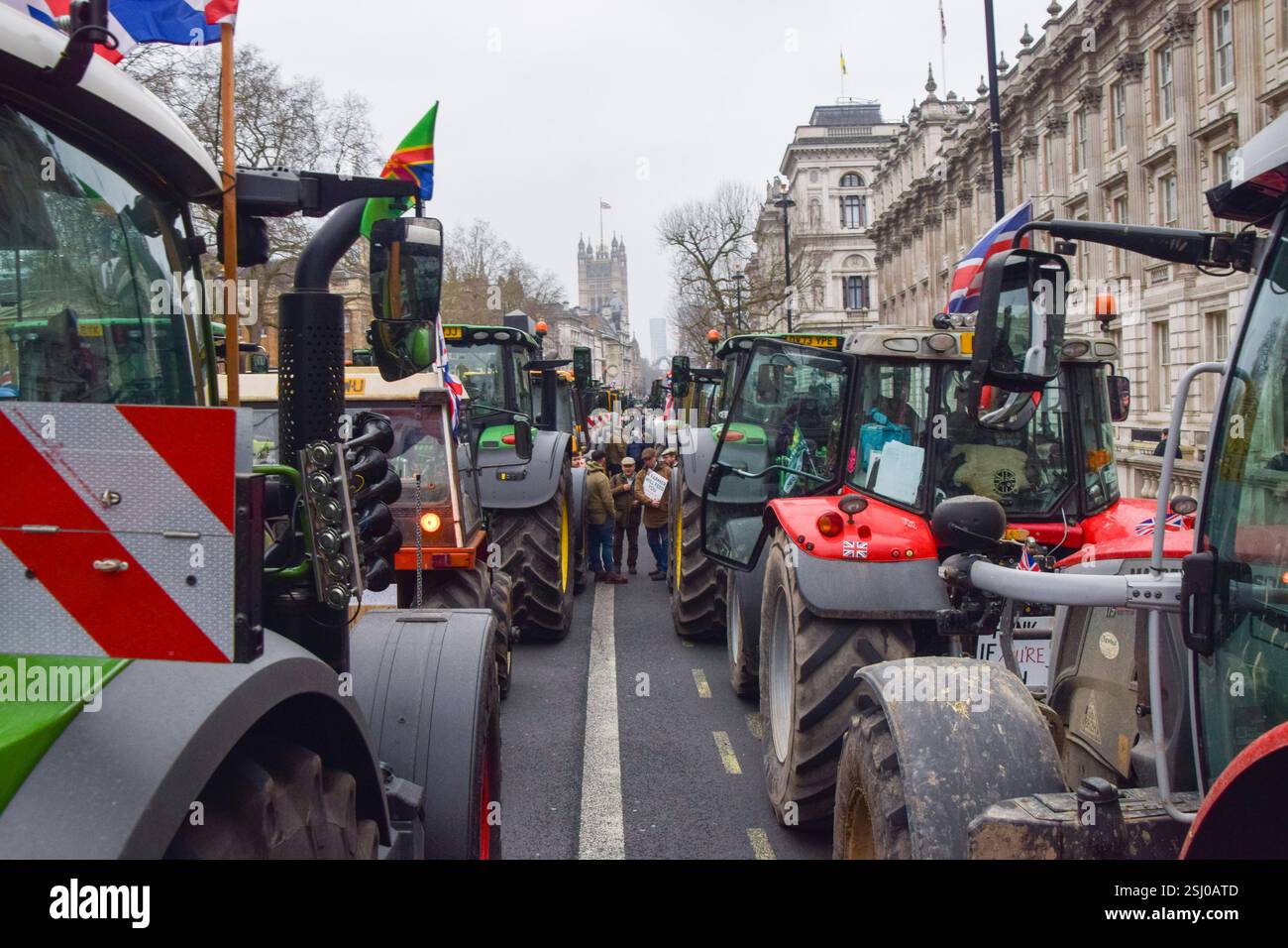 London, UK. 10th February 2025. Hundreds of tractors block Whitehall as ...