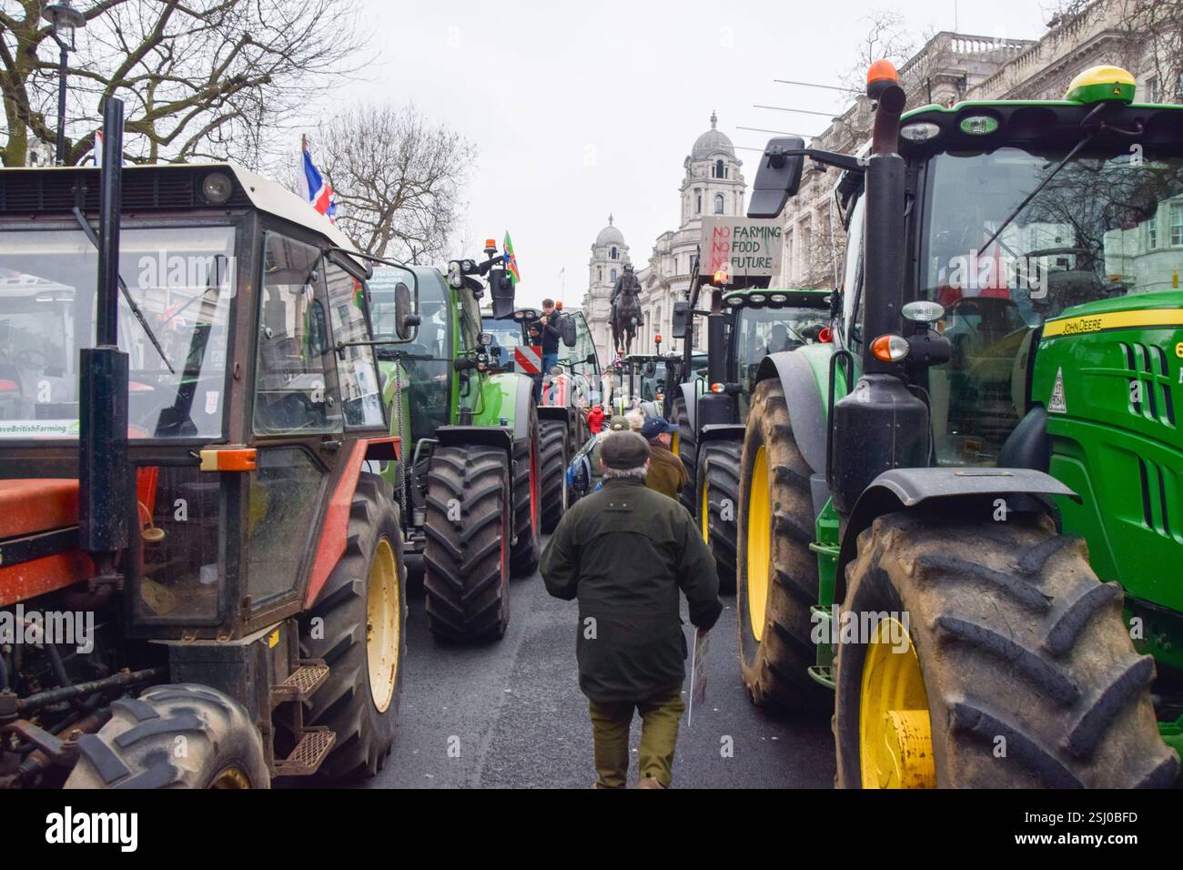 London, UK. 10th February 2025. Hundreds of tractors block Whitehall as ...