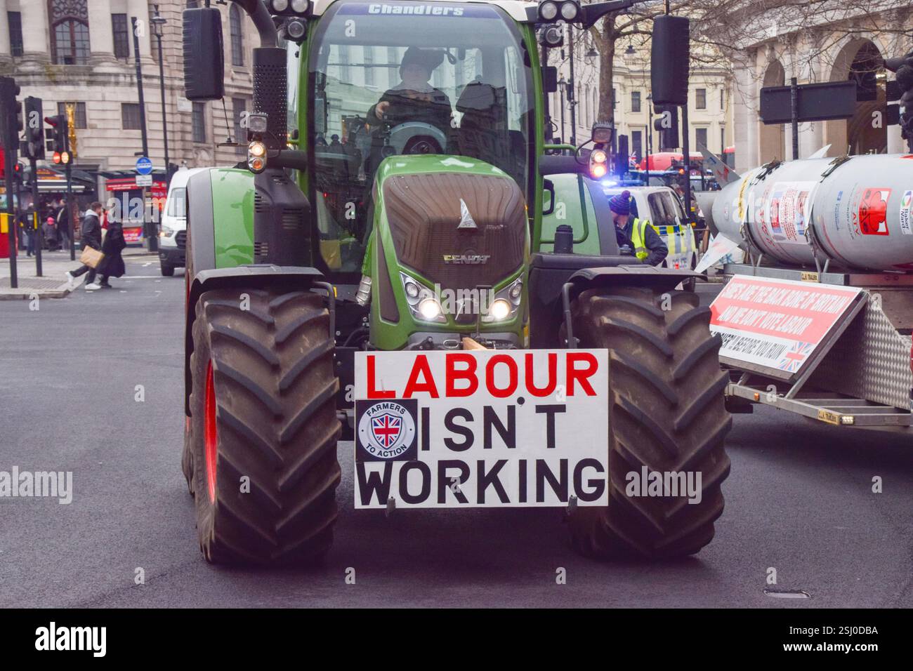 London, UK. 10th February 2025. Hundreds of tractors block Whitehall as ...