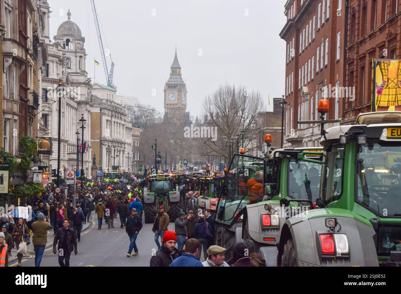 London, UK. 10th February 2025. Hundreds of tractors block Whitehall as ...