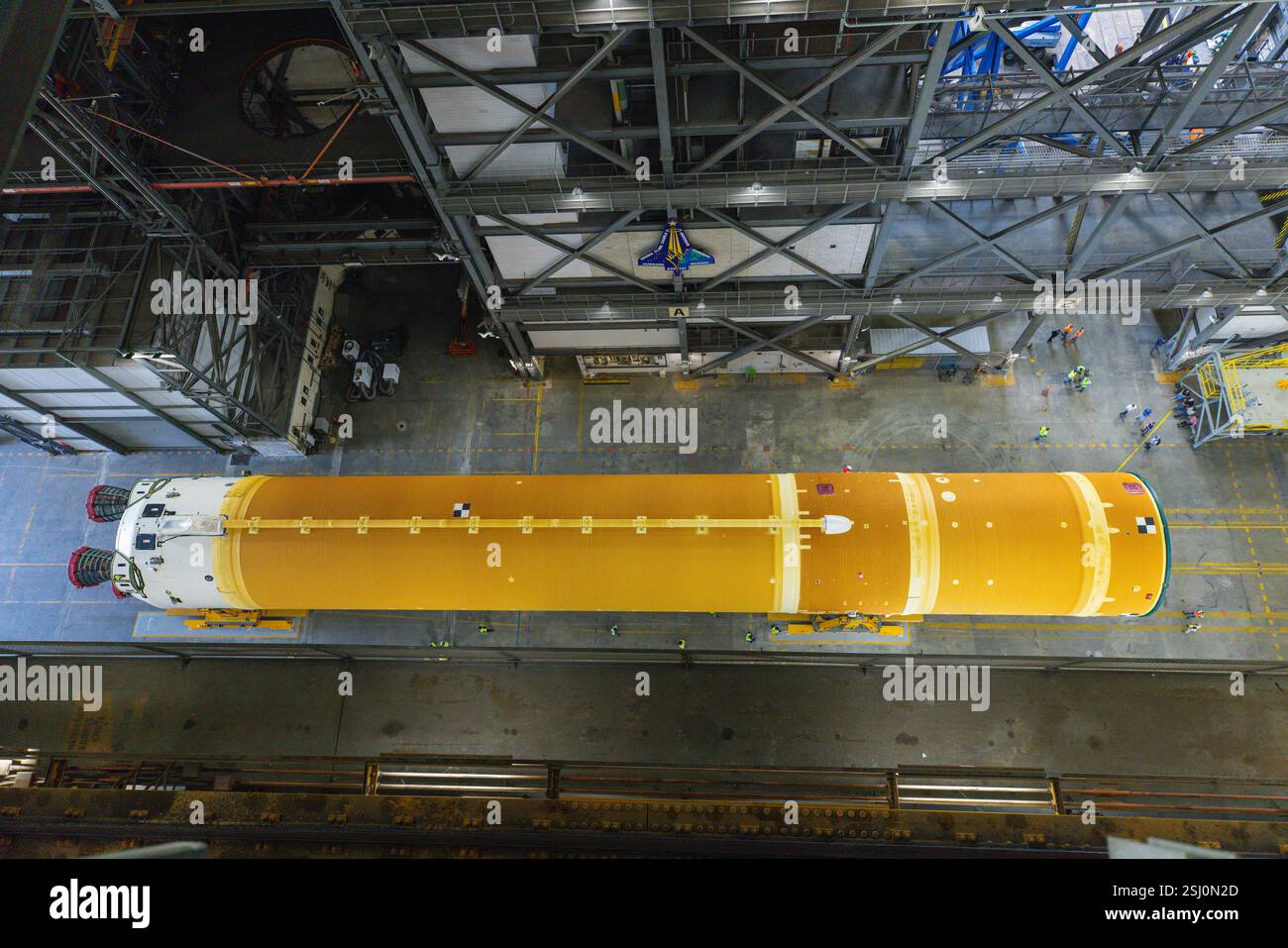 KENNEDY SPACE CENTER, FLORIDA, USA - 24 July 2024 - After completing its journey from NASA’s Michoud Assembly Facility in New Orleans aboard the Pegas Stock Photo
