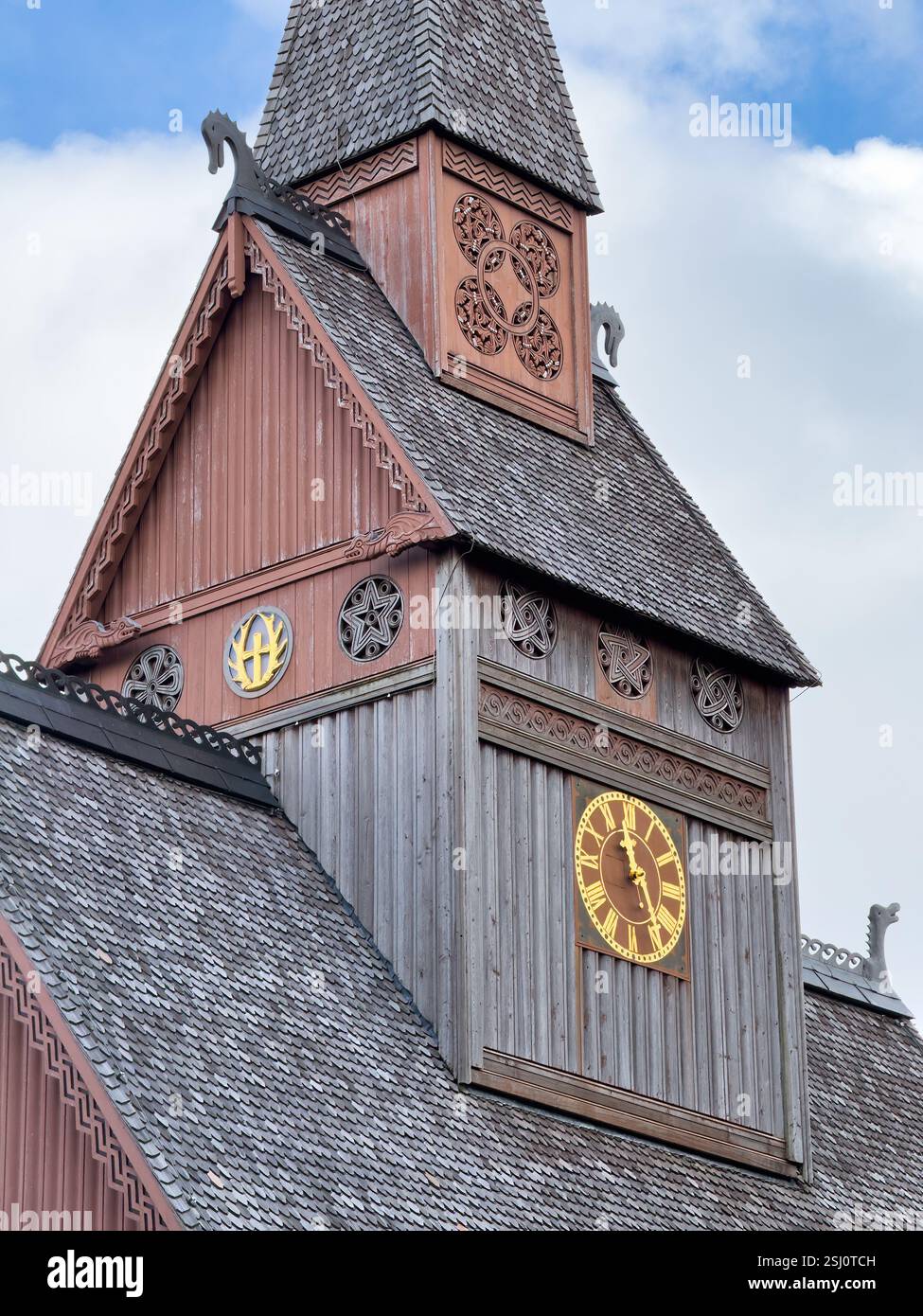 Lutheran Gustav Adolf Stave Church, a wooden stave church in Hahnenklee, a borough of Goslar in the Harz mountains, Germany. - Smartphone Captured Stock Image
