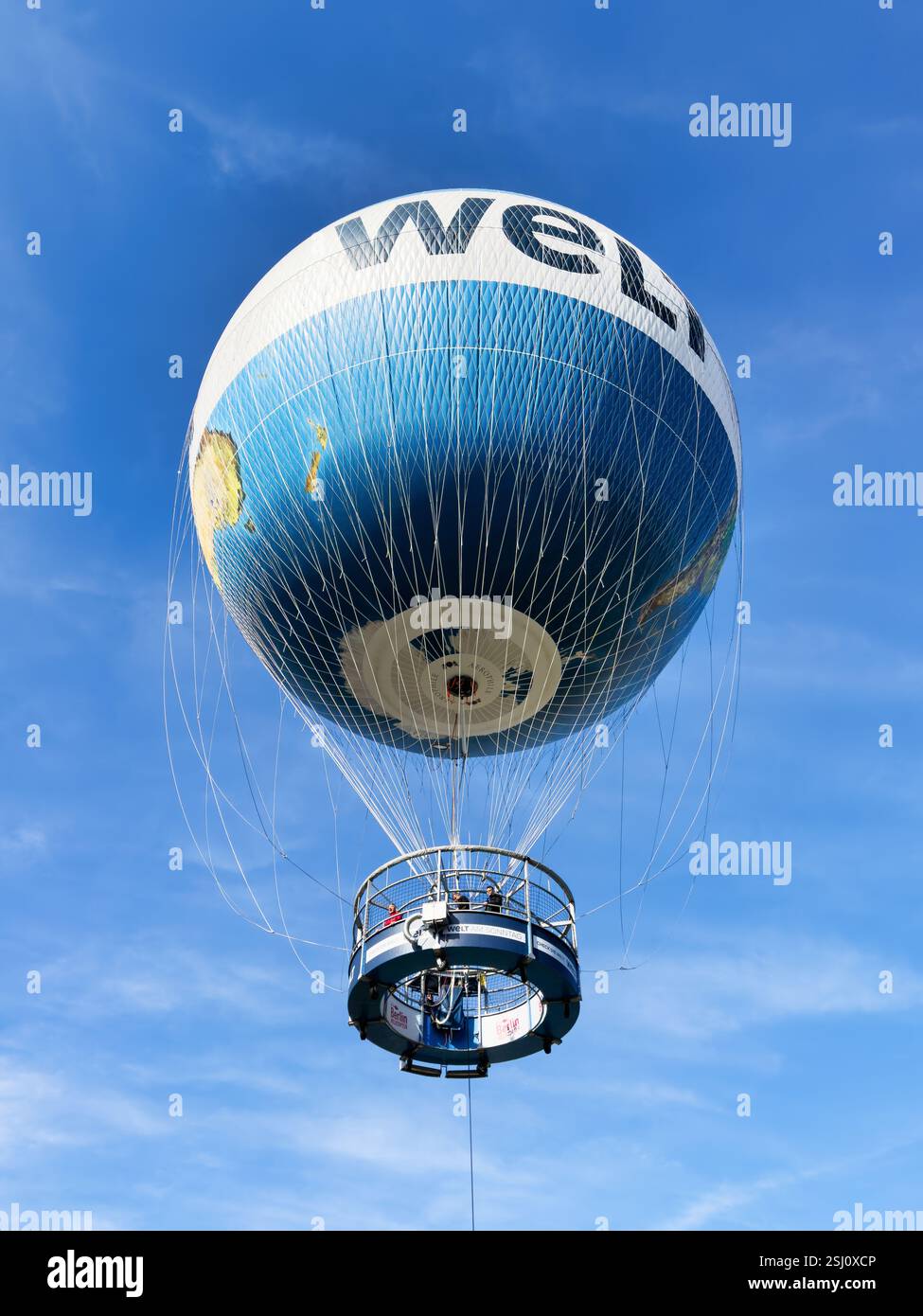 Aerophile tethered helium balloon. Berlin Weltballon, Berlin Germany World balloon. Hi Flyer, Passenger captive balloon in the capital city. - Smartphone Captured Stock Image