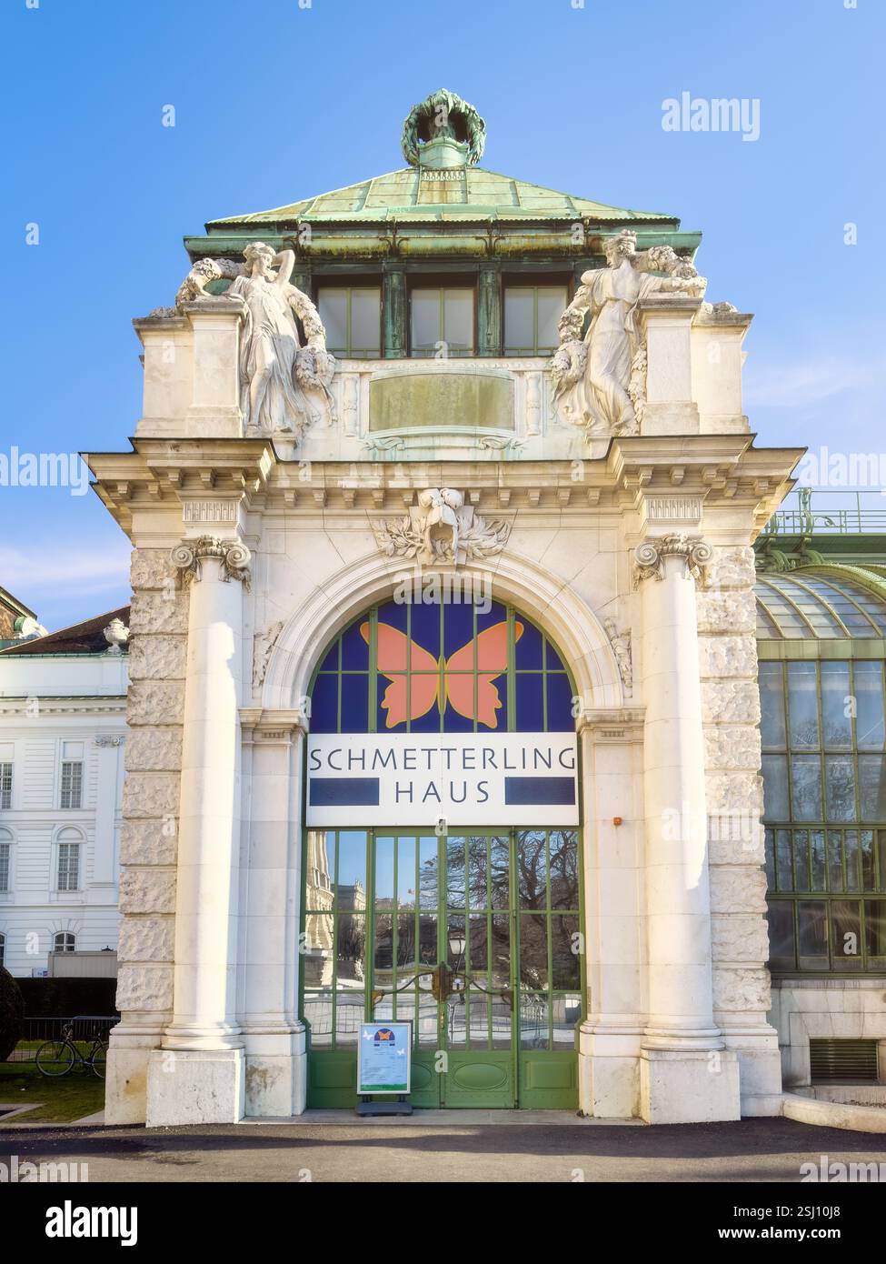 The Imperial Butterfly House in Vienna, Austria. Art Nouveau palm house, butterfly zoo. - Smartphone Captured Stock Image