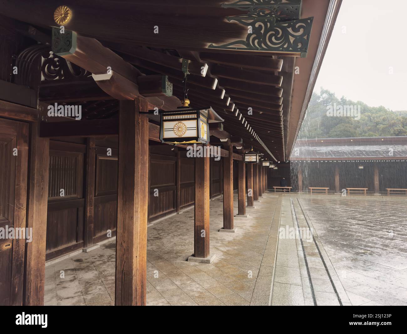 Meiji Shrine in Shibuya, Tokyo, Japan. Shinto shrine dedicated to the spirits of Emperor Meiji and his wife, Empress Shōken. - Smartphone Captured Stock Image