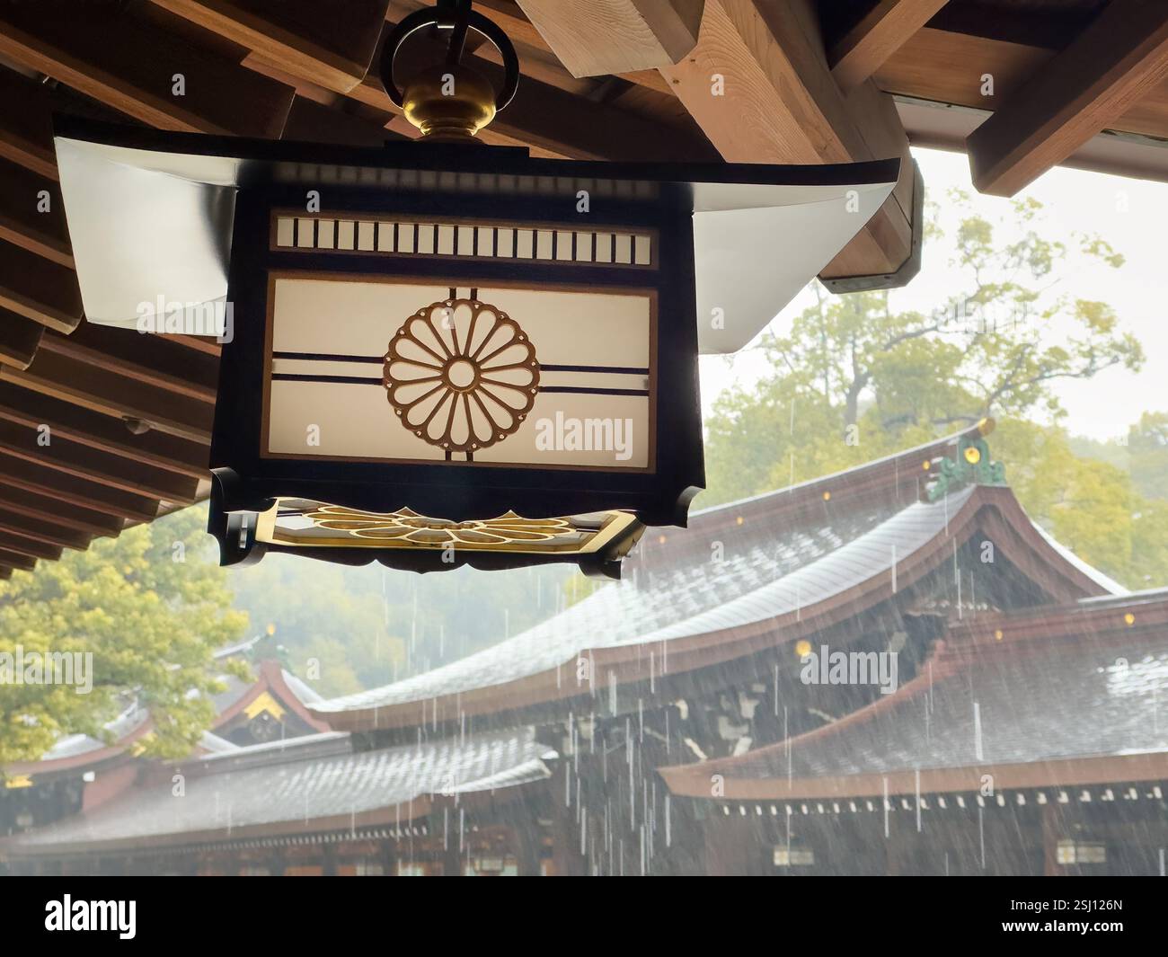 Meiji Shrine in Shibuya, Tokyo, Japan. Shinto shrine dedicated to the spirits of Emperor Meiji and his wife, Empress Shōken. - Smartphone Captured Stock Image