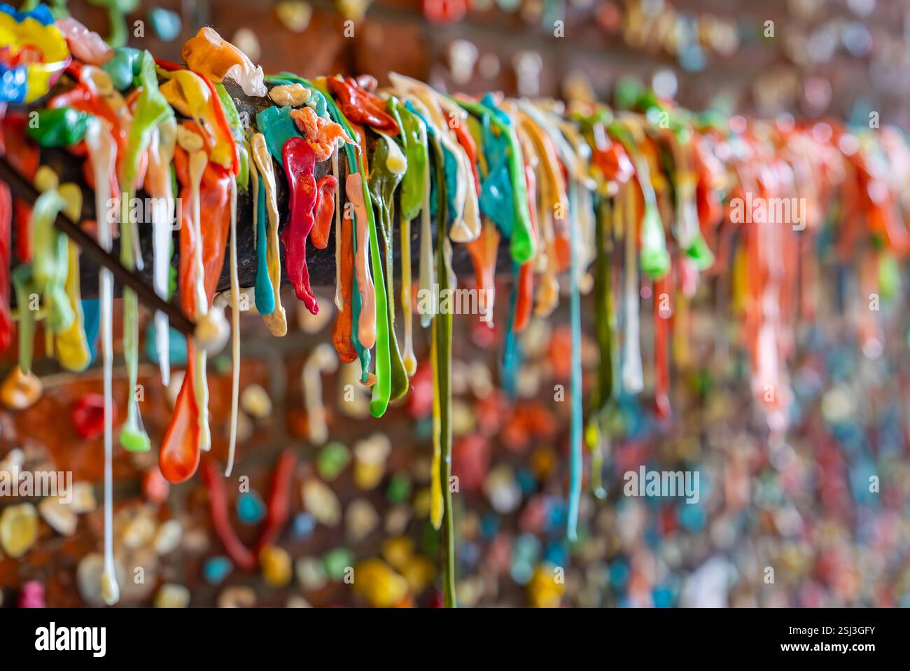 Close Up of the Gum Wall in Post Alley, Seattle, USA Stock Photo