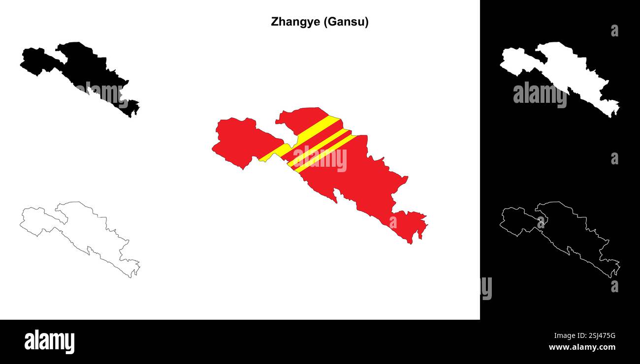 Zhangye Map Zhangye outline map hi-res stock photography and images - Alamy