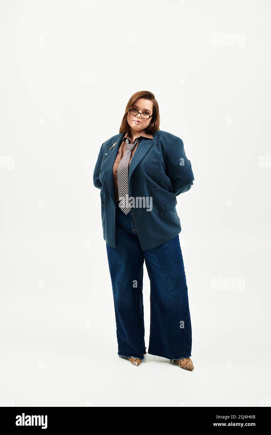 A stylish young woman showcases her bold fashion sense with elegance ...