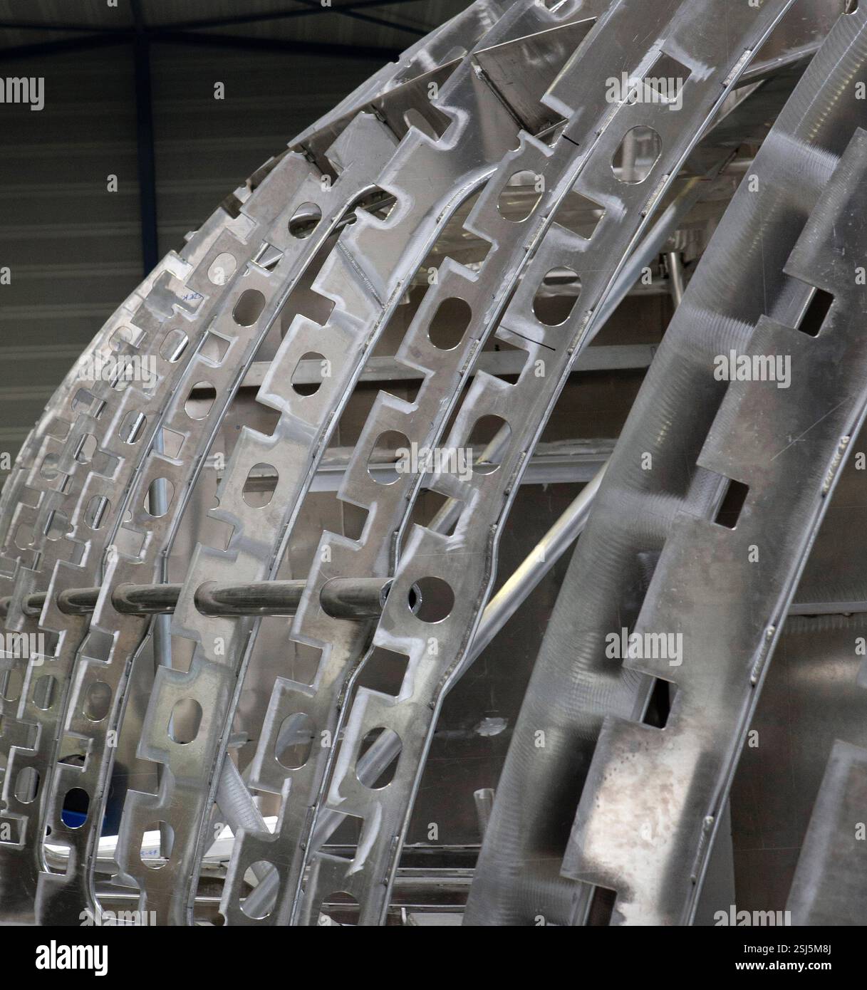 Shipbuilding Industry. Aluminium hull of a super sailing yacht being ...