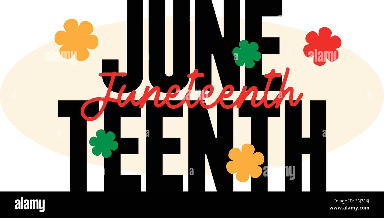 Juneteenth Typography Text Script White Background Stock Vector Image ...