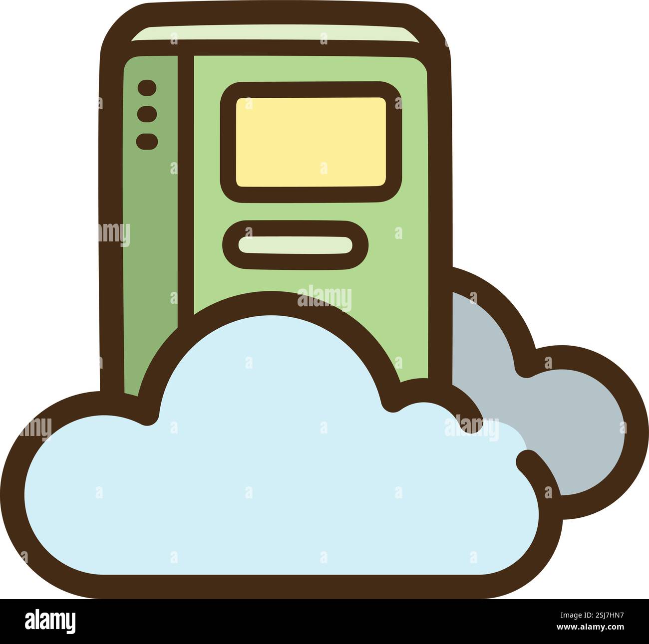 Digital library vector doodle illustration and graphic. Part of elearning category. Stock Vector