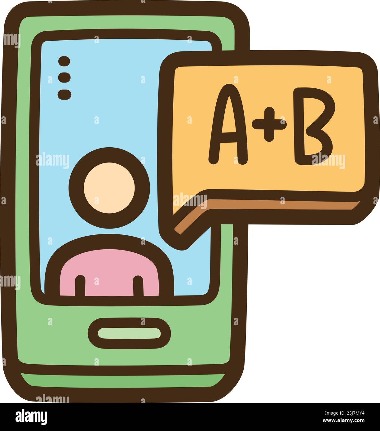 Smartphone vector doodle illustration and graphic. Part of elearning category. Stock Vector