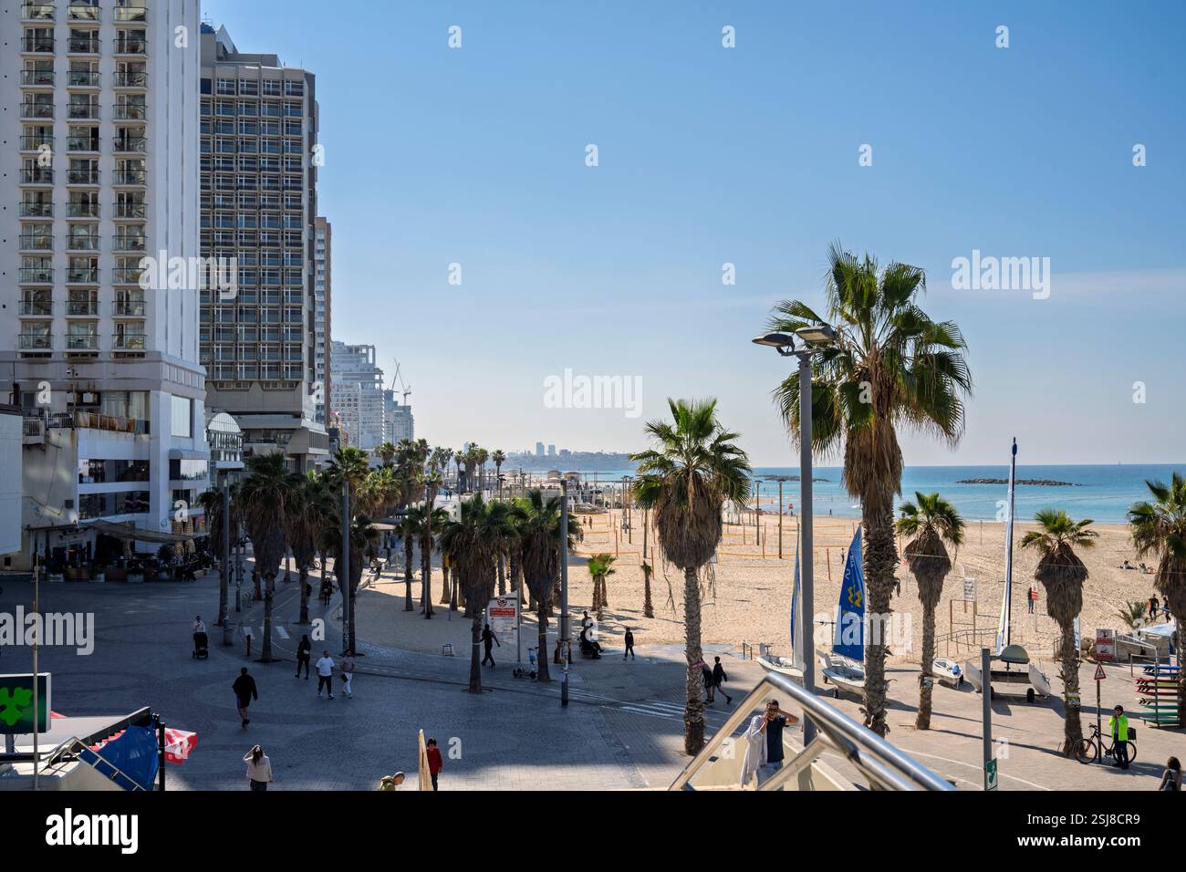 Tel Aviv beach front Promenade and seashore Stock Photo