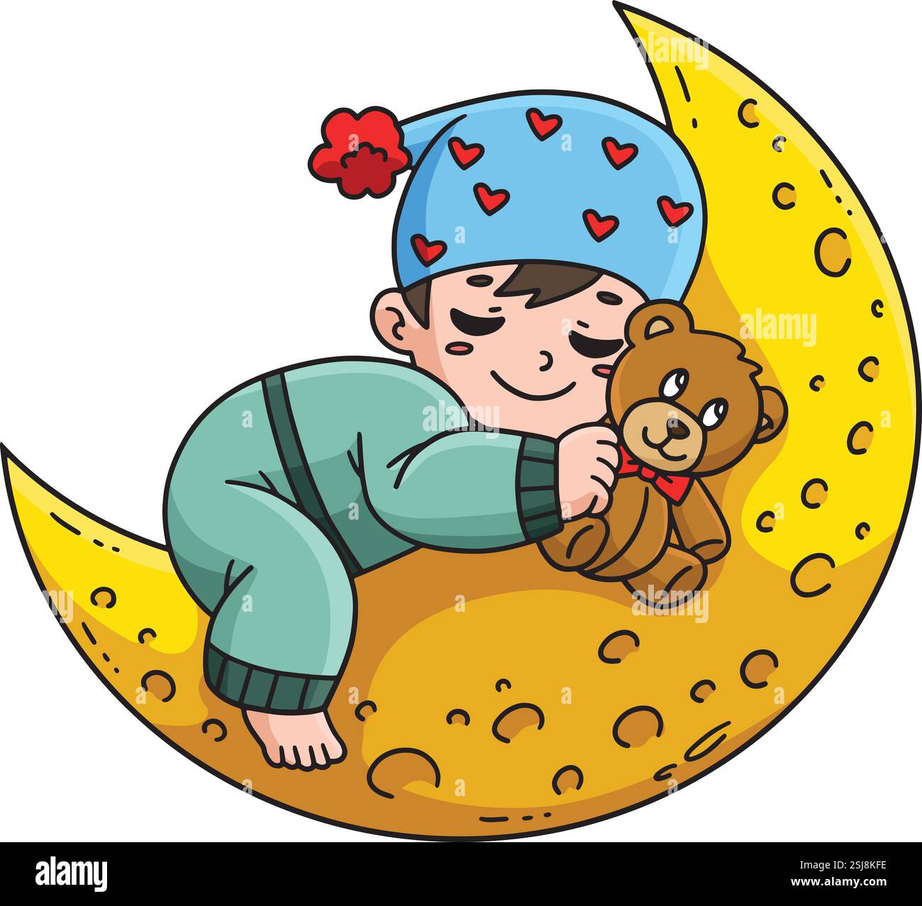 Baby Shower Baby Sleeping on the Moon Clipart Stock Vector Image & Art ...