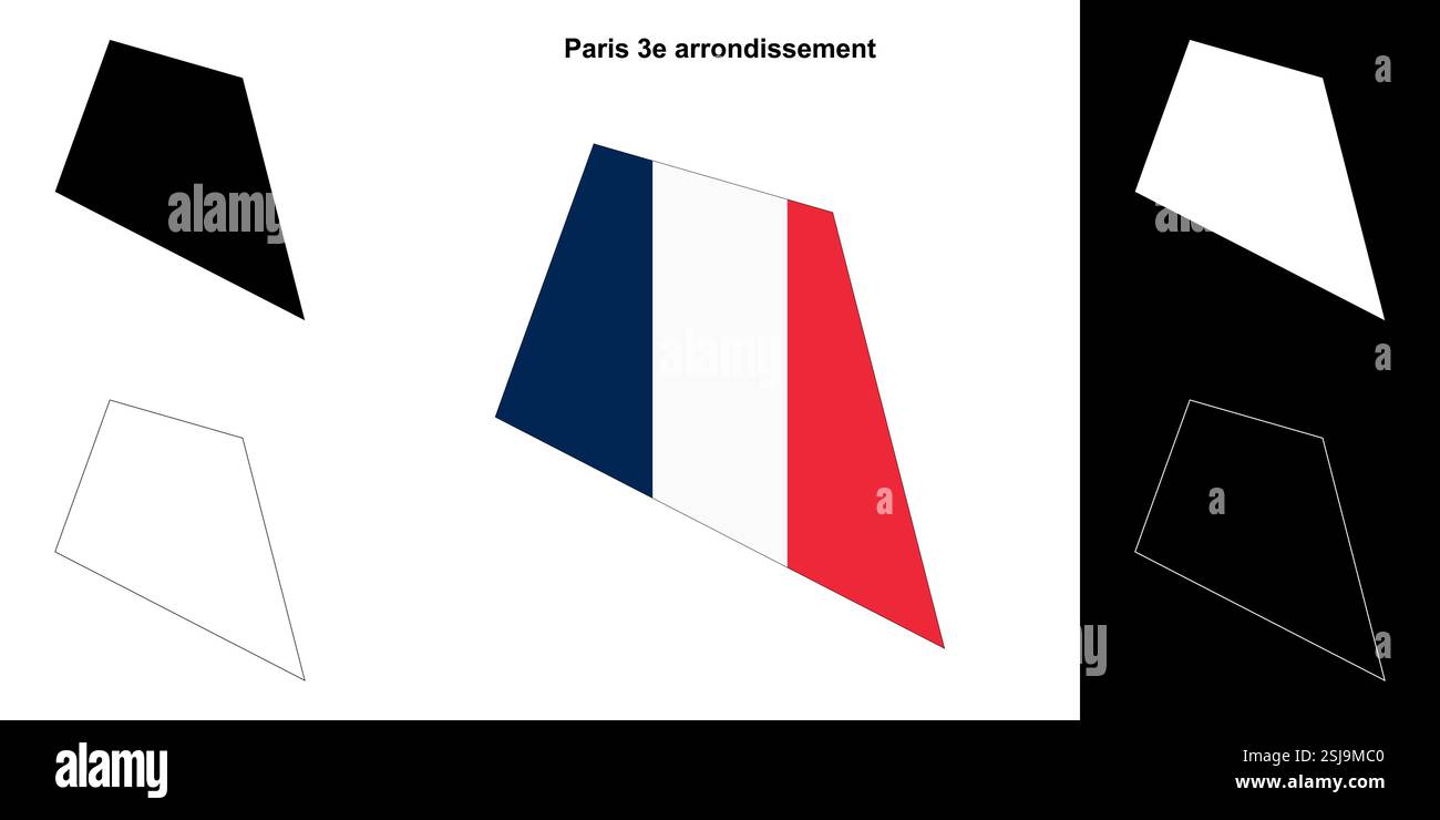 Paris 3e arrondissement silhouette map hi-res stock photography and ...